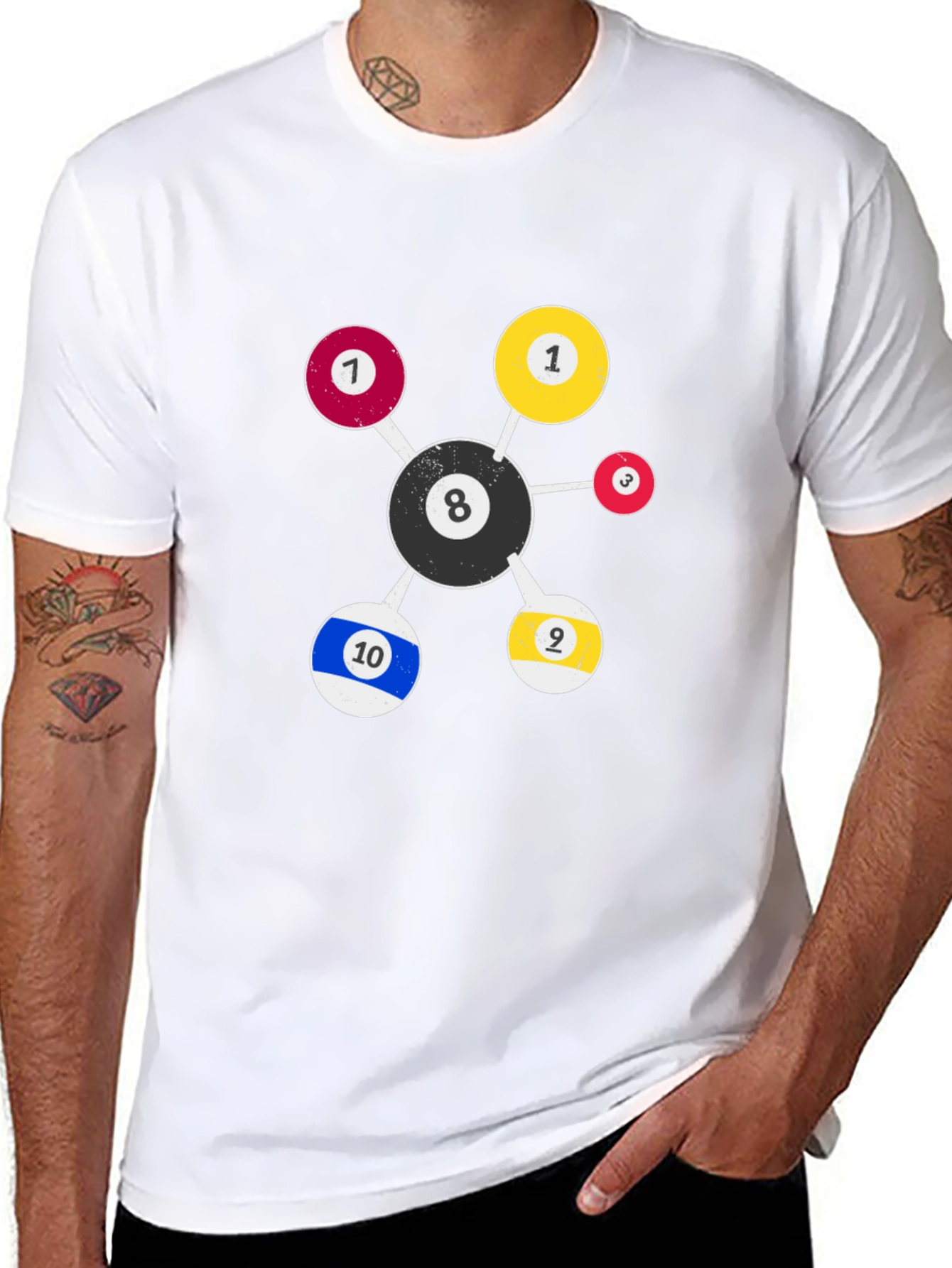 Billiard Ball Molecule Graphic T-Shirt