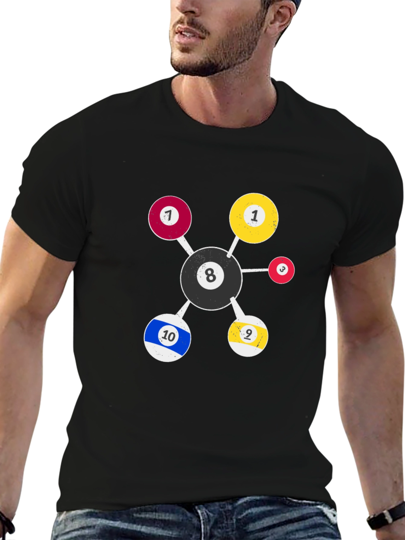 Billiard Ball Molecule Graphic T-Shirt