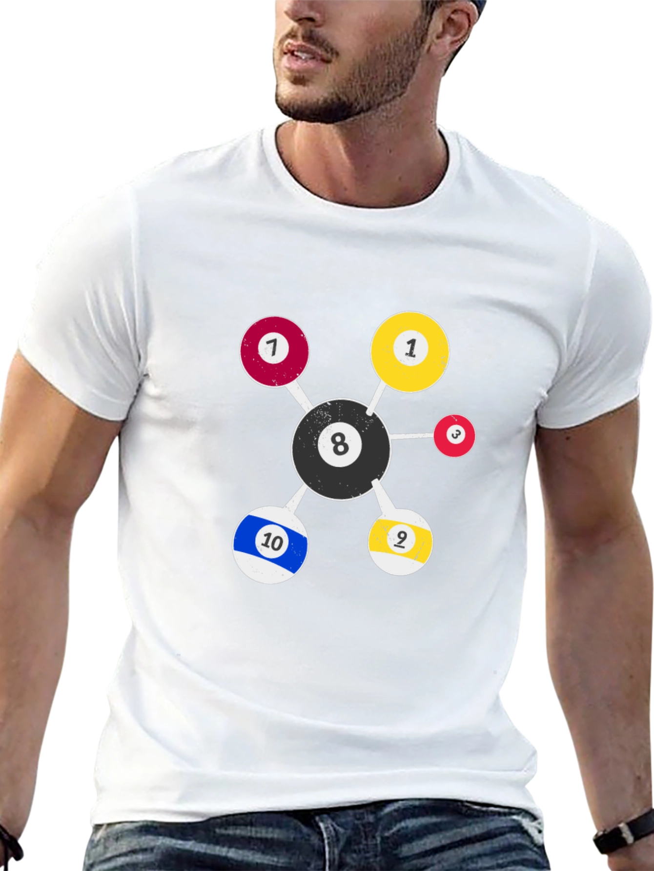 Billiard Ball Molecule Graphic T-Shirt