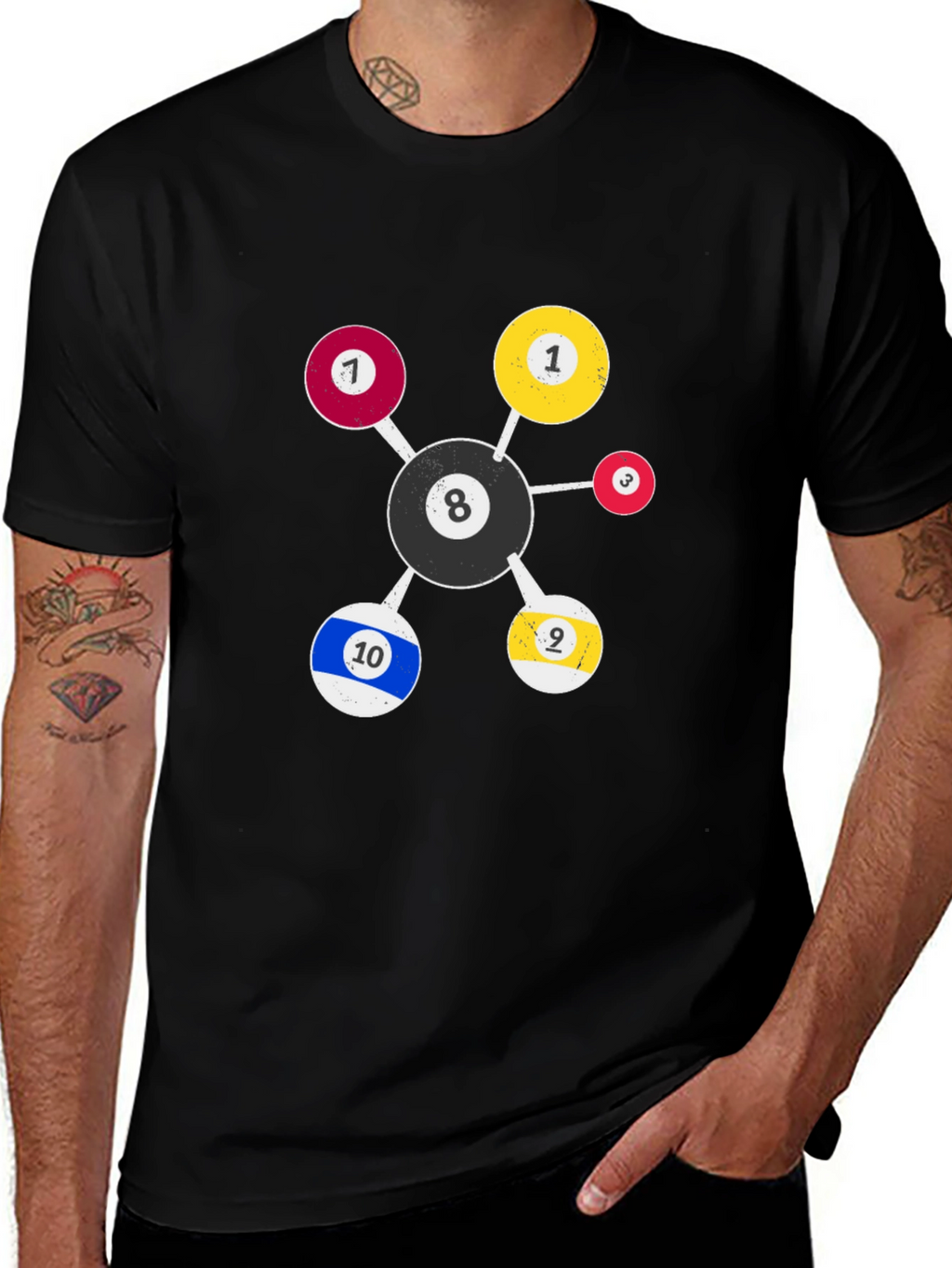 Billiard Ball Molecule Graphic T-Shirt