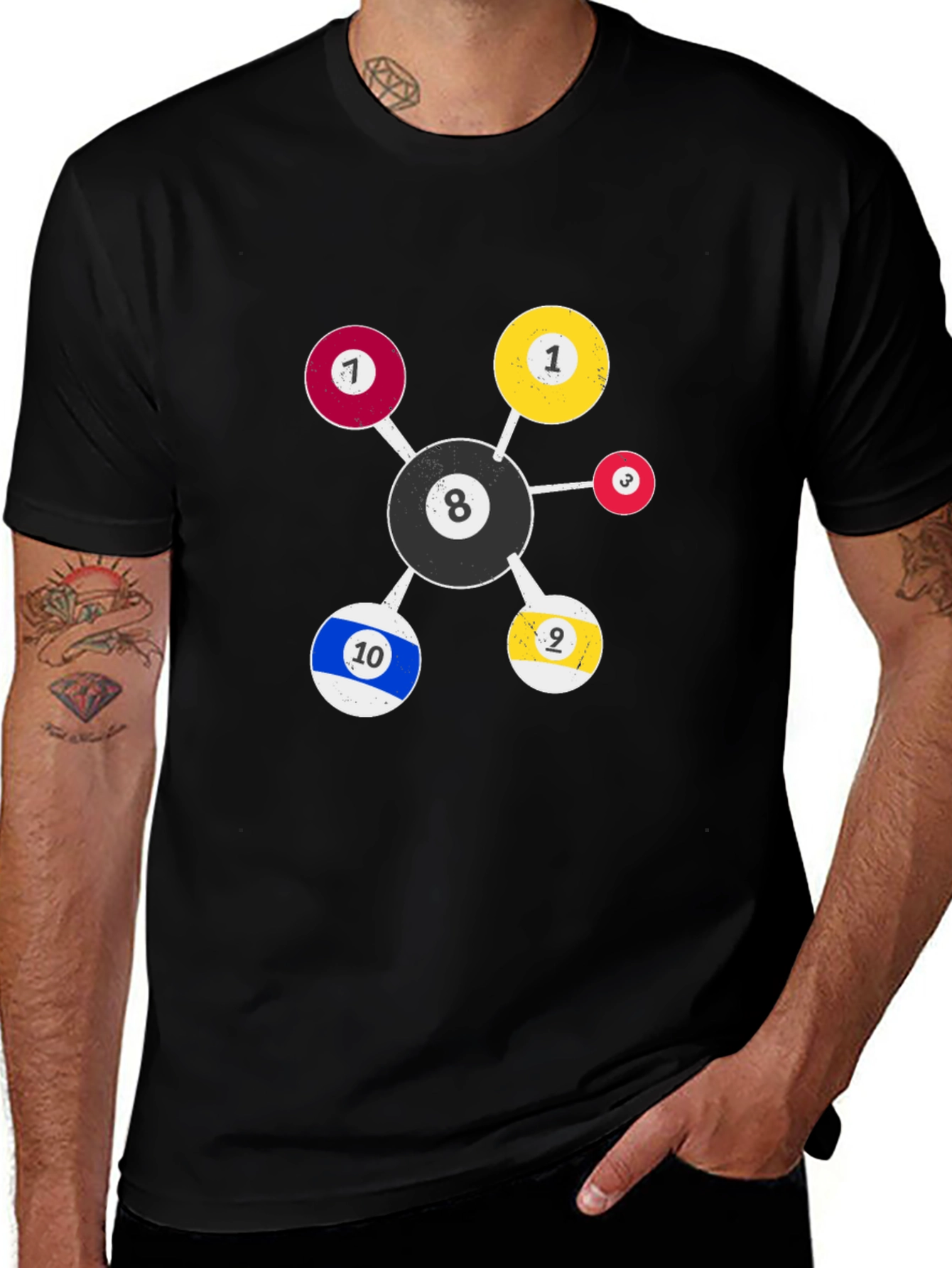 Billiard Ball Molecule Graphic T-Shirt