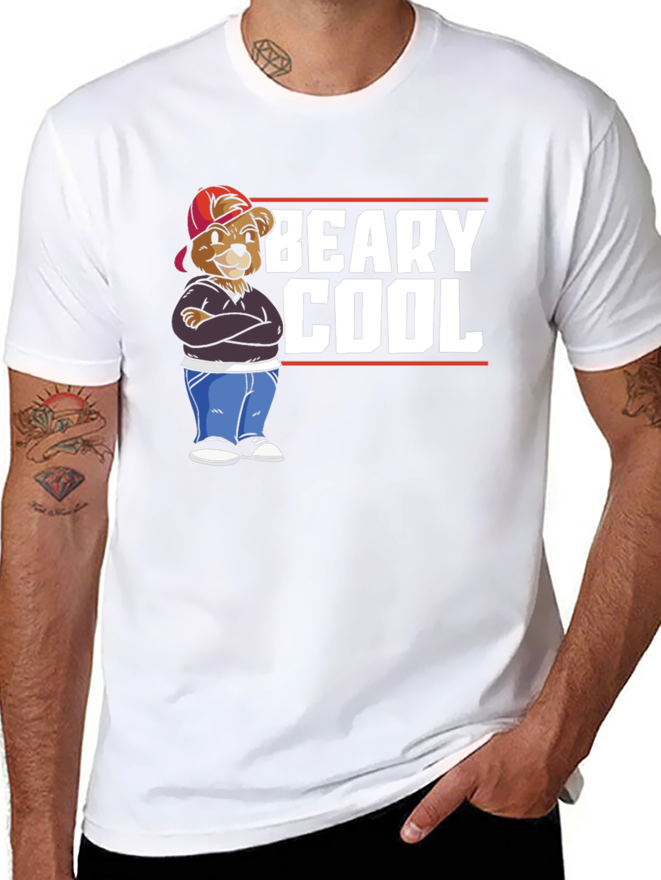 Beary Cool Graphic T-Shirt - Black Cotton Tee