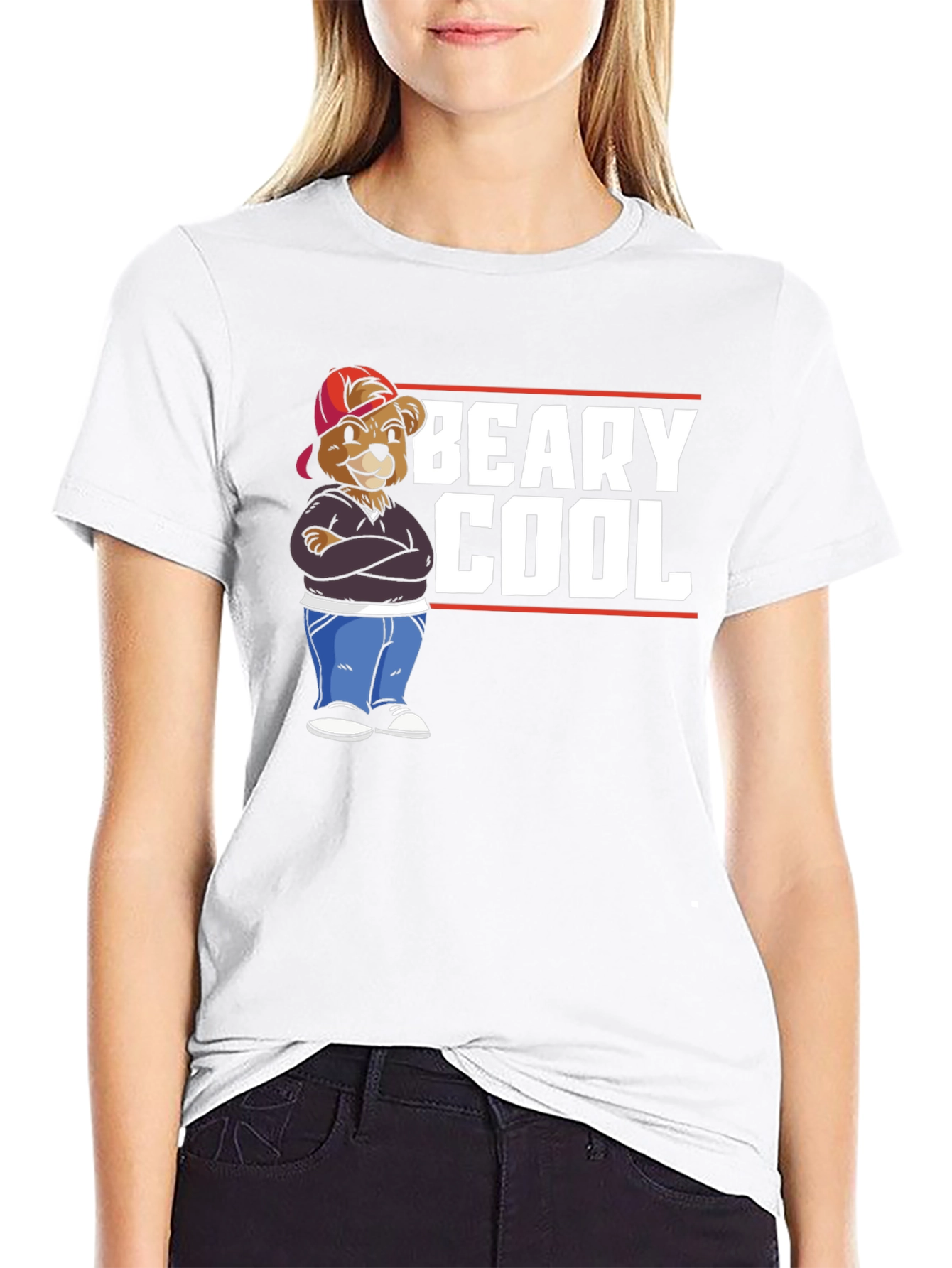 Beary Cool Graphic T-Shirt - Black Cotton Tee