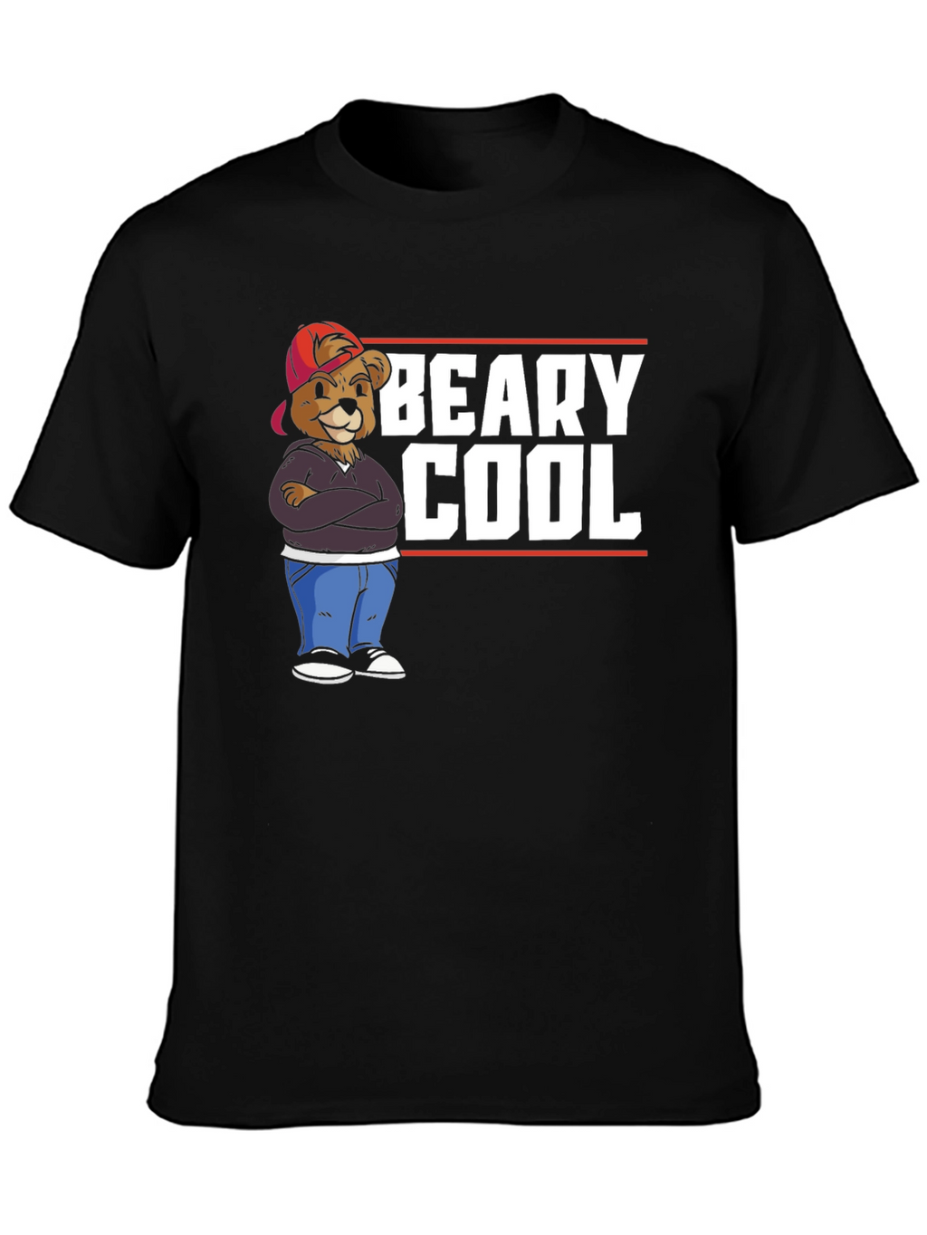 Beary Cool Graphic T-Shirt - Black Cotton Tee
