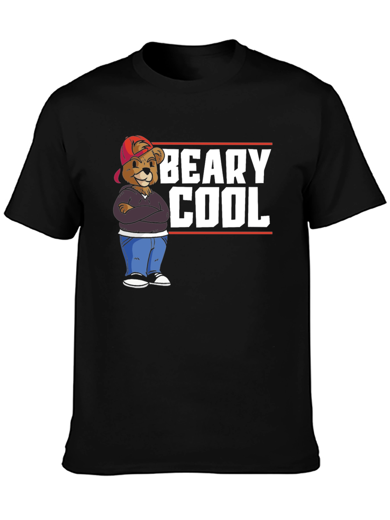 Beary Cool Graphic T-Shirt - Black Cotton Tee