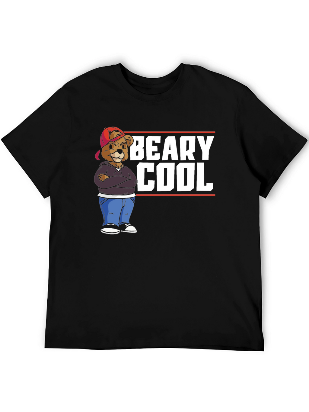 Beary Cool Graphic T-Shirt - Black Cotton Tee