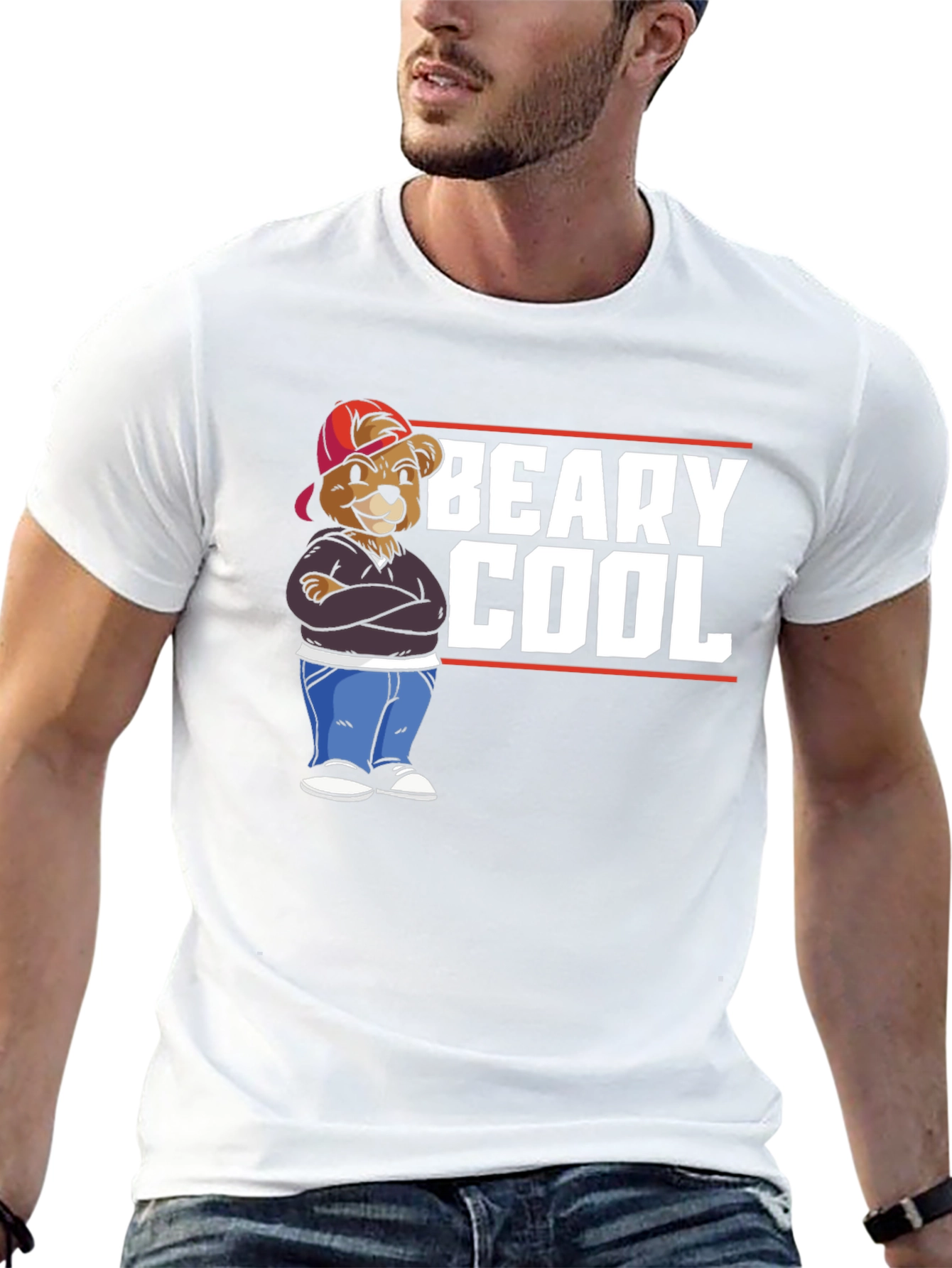 Beary Cool Graphic T-Shirt - Black Cotton Tee
