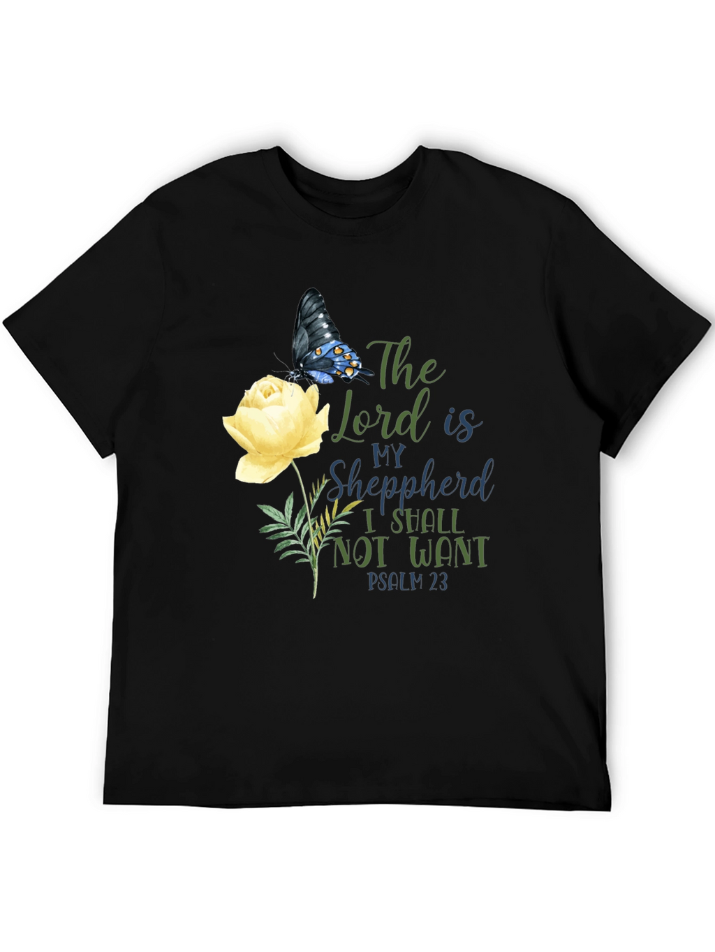 Floral Butterfly Psalm 23 T-Shirt