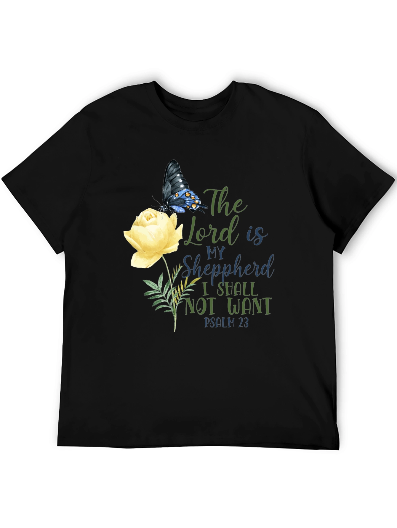 Floral Butterfly Psalm 23 T-Shirt
