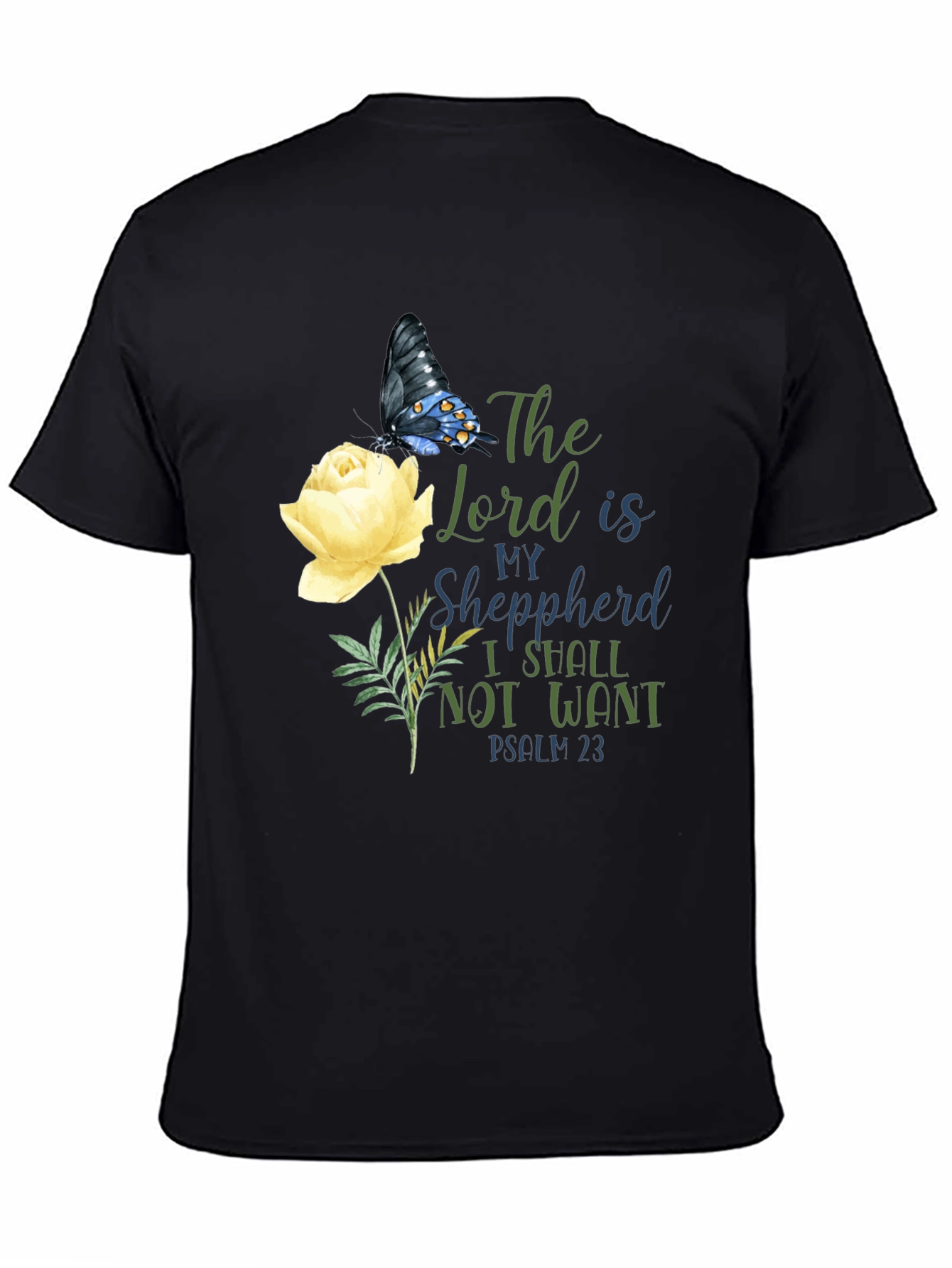 Floral Butterfly Psalm 23 T-Shirt