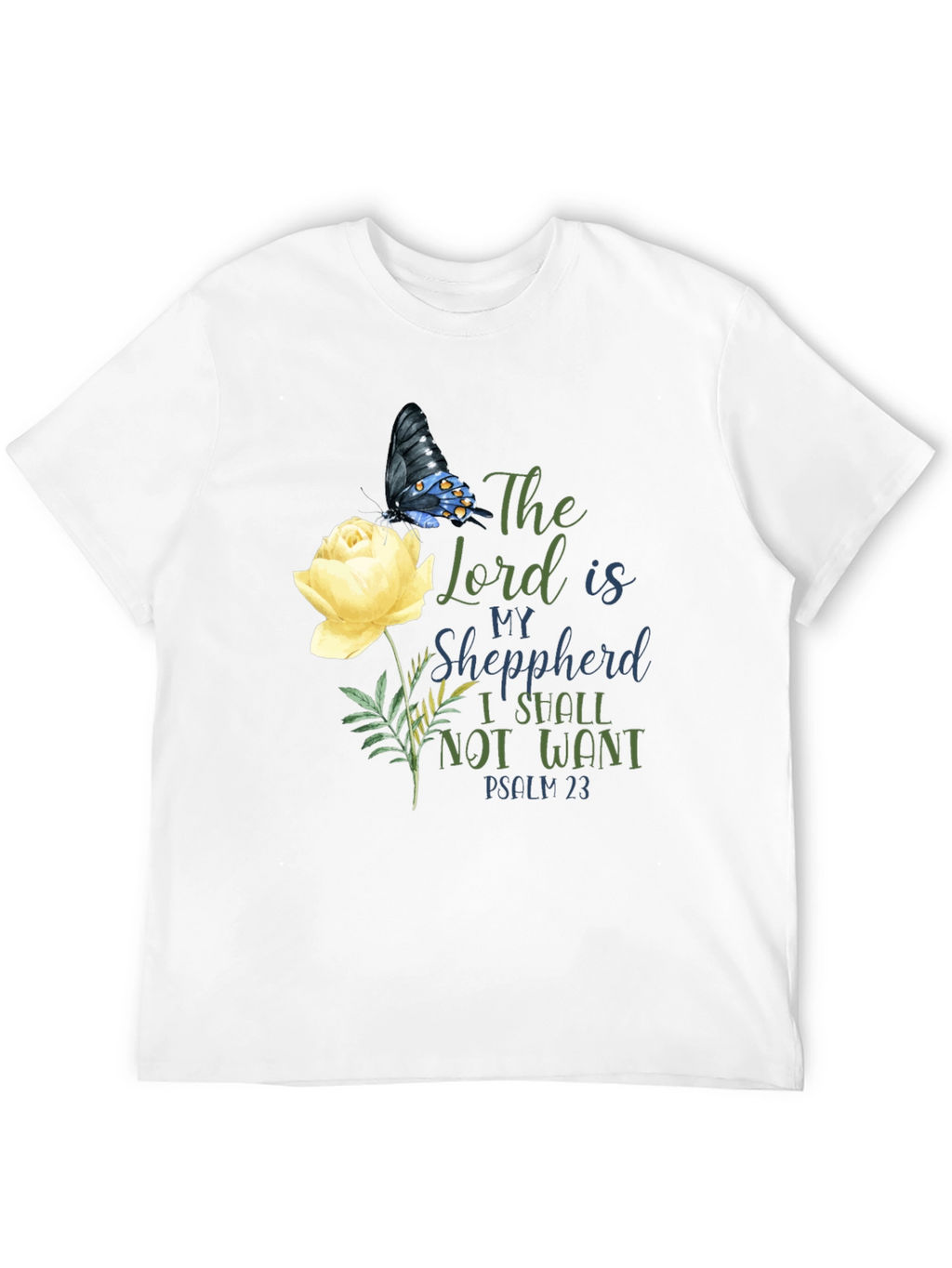 Floral Butterfly Psalm 23 T-Shirt