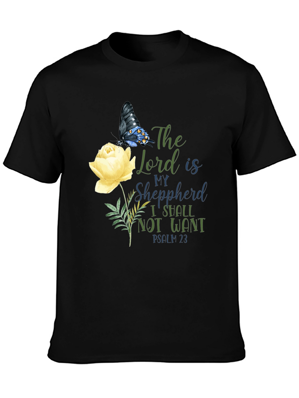 Floral Butterfly Psalm 23 T-Shirt