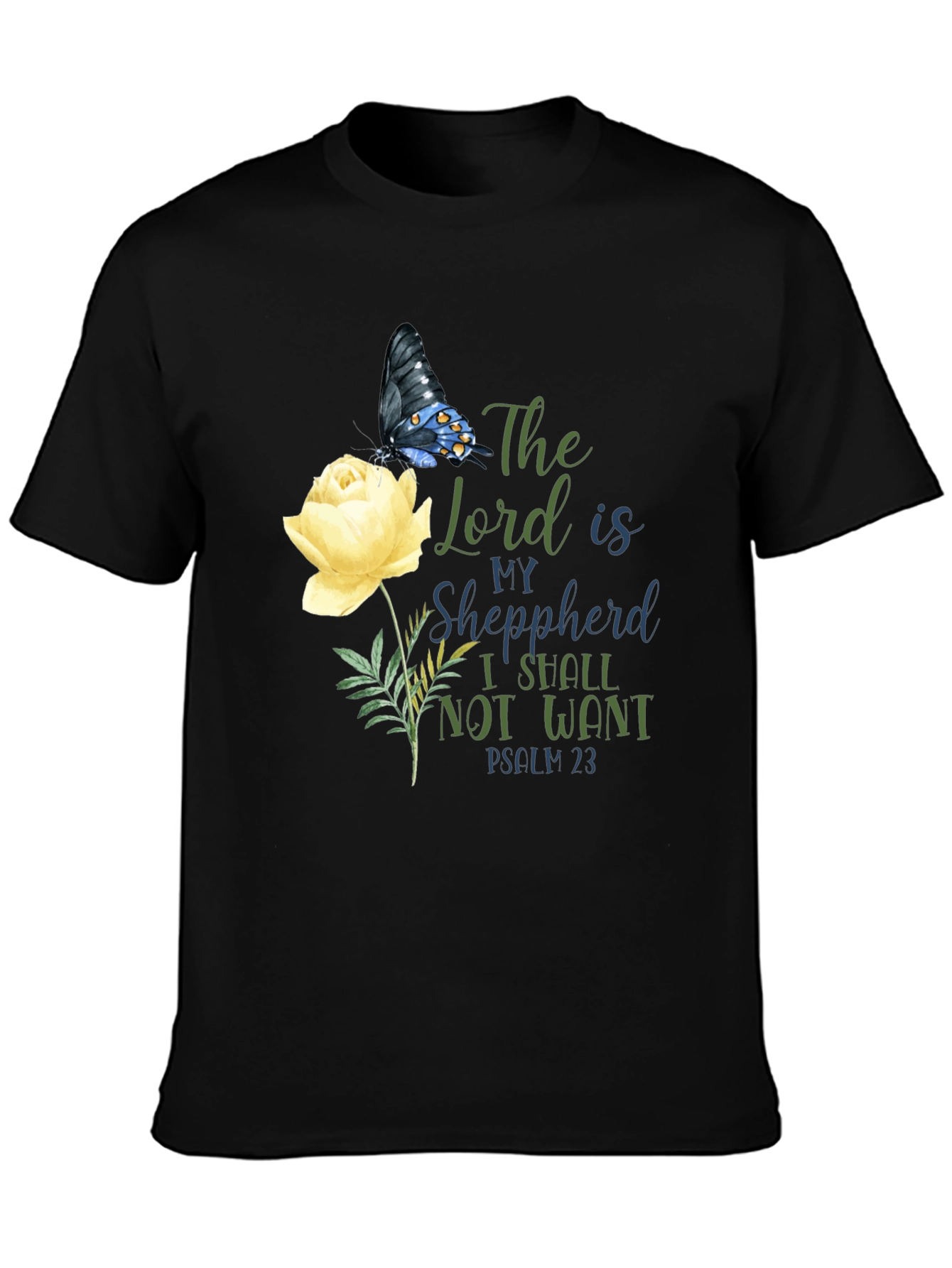 Floral Butterfly Psalm 23 T-Shirt