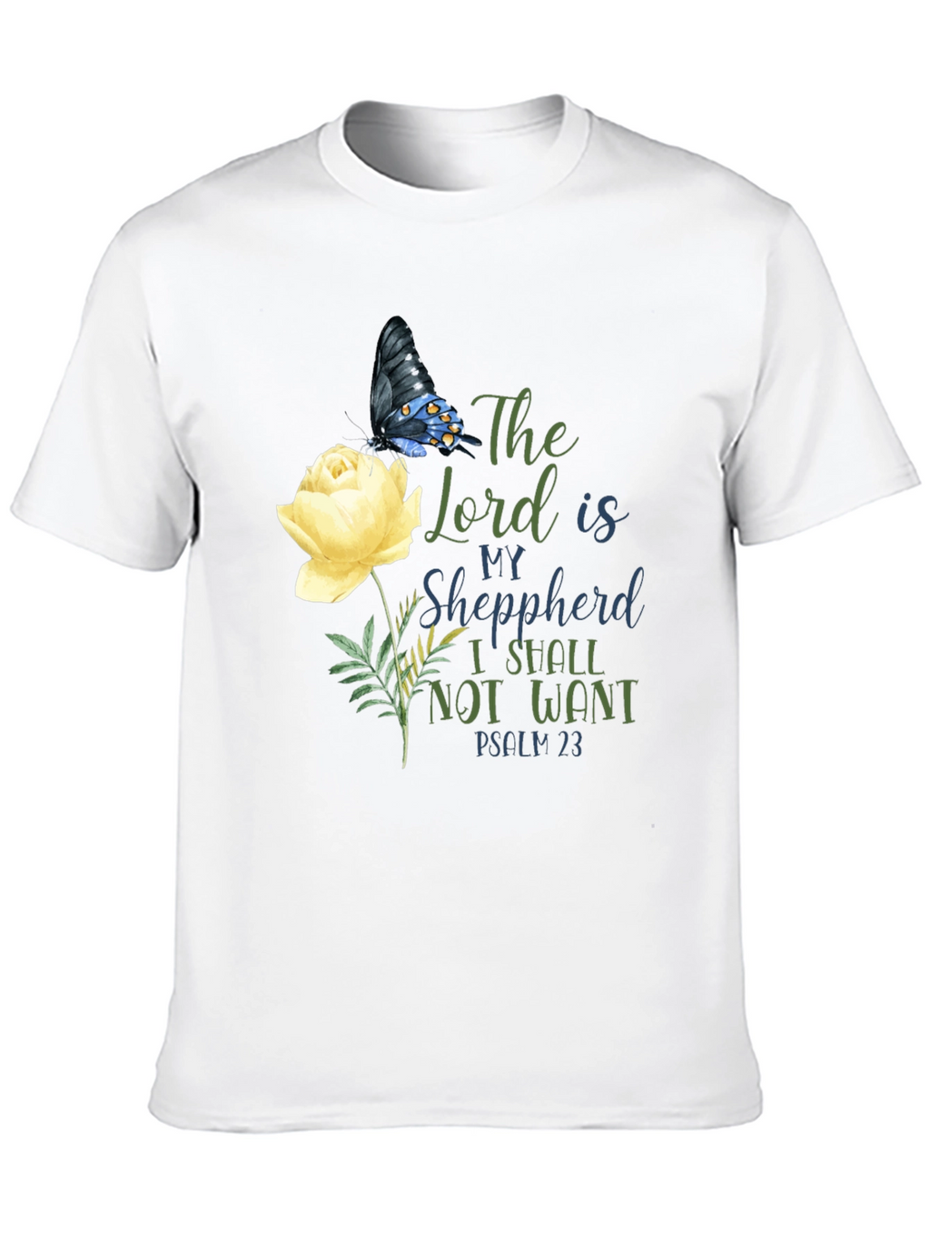 Floral Butterfly Psalm 23 T-Shirt