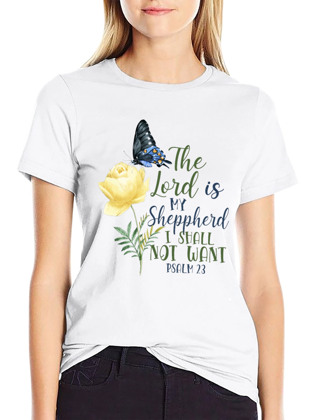 Floral Butterfly Psalm 23 T-Shirt