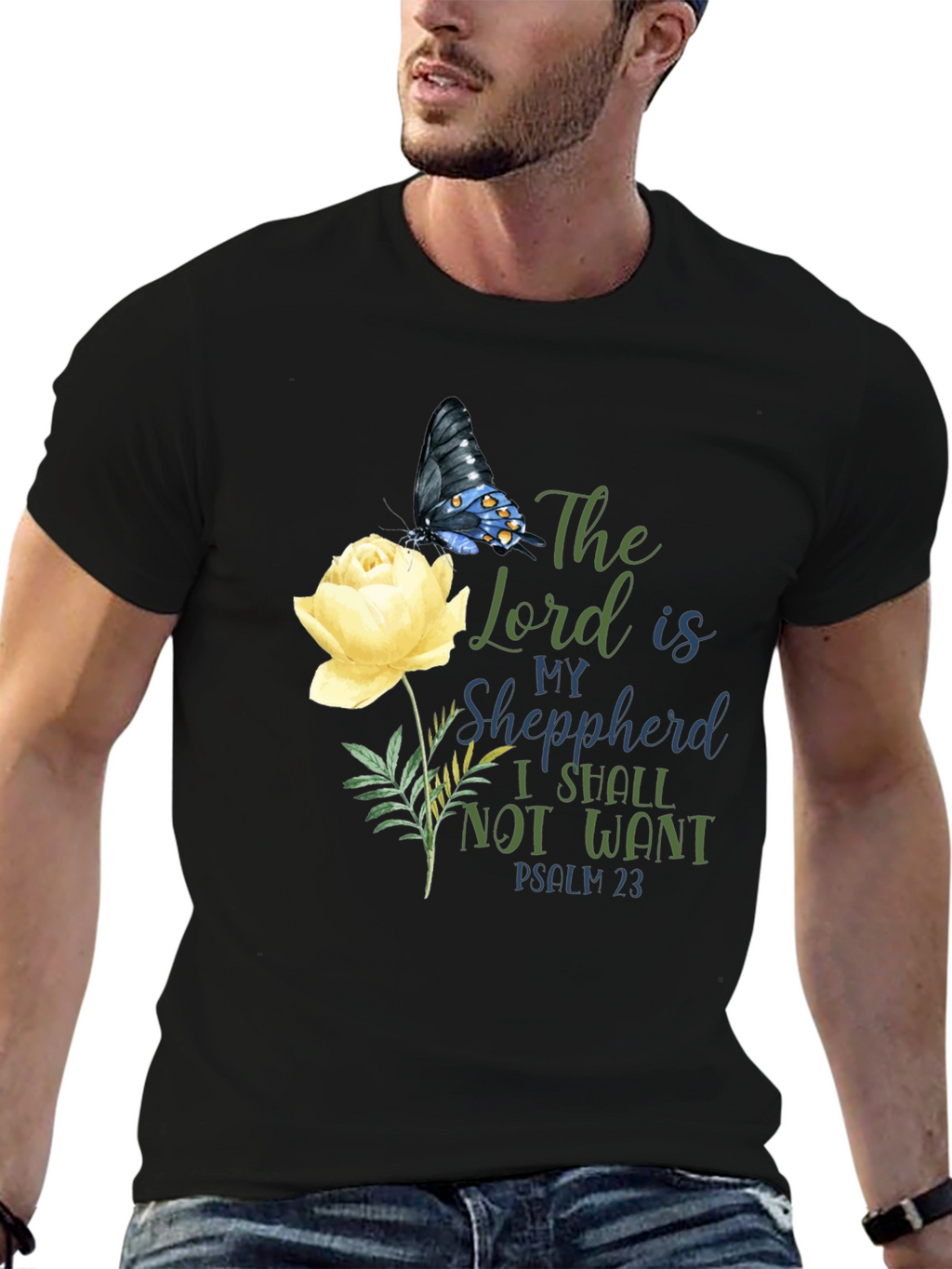Floral Butterfly Psalm 23 T-Shirt