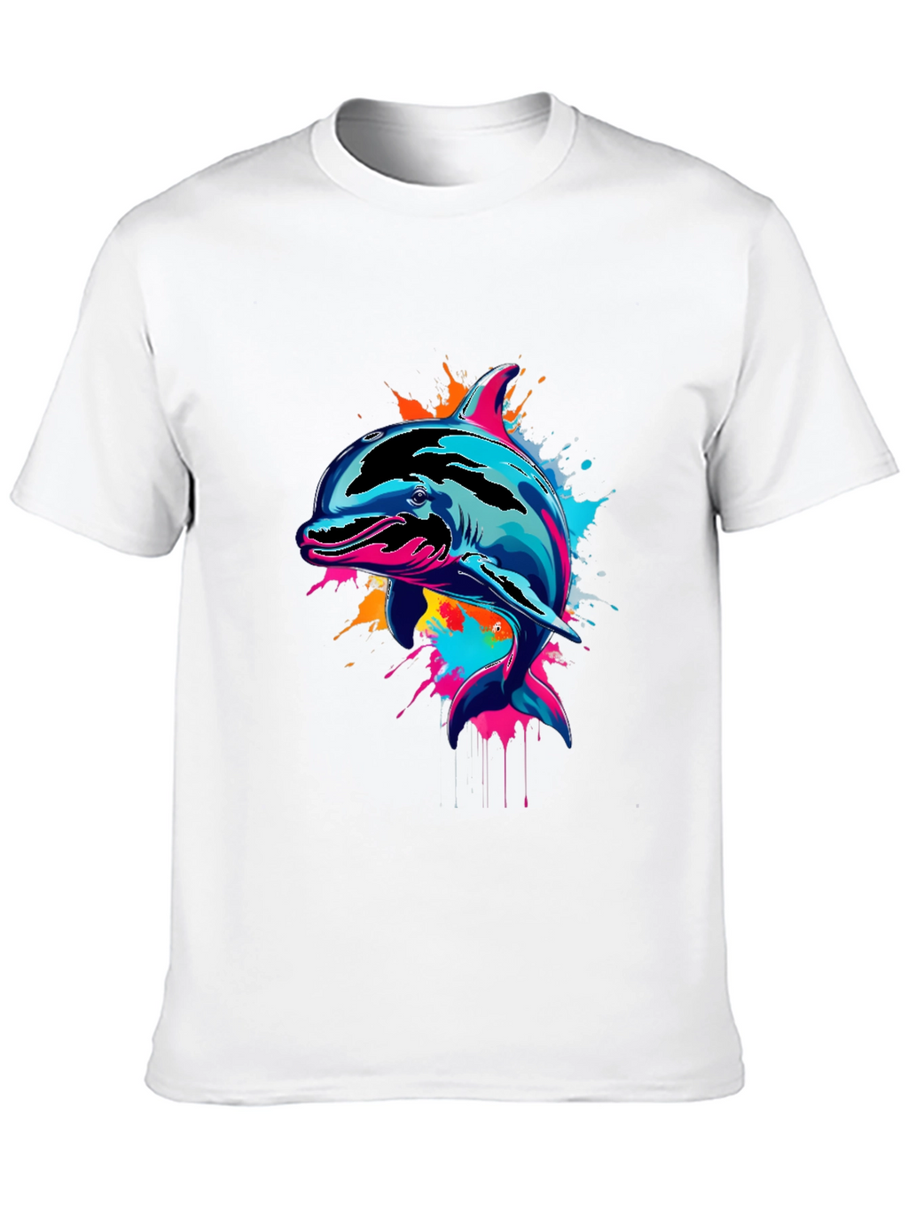 Vibrant Dolphin Graphic Tee - Mens Black T-Shirt