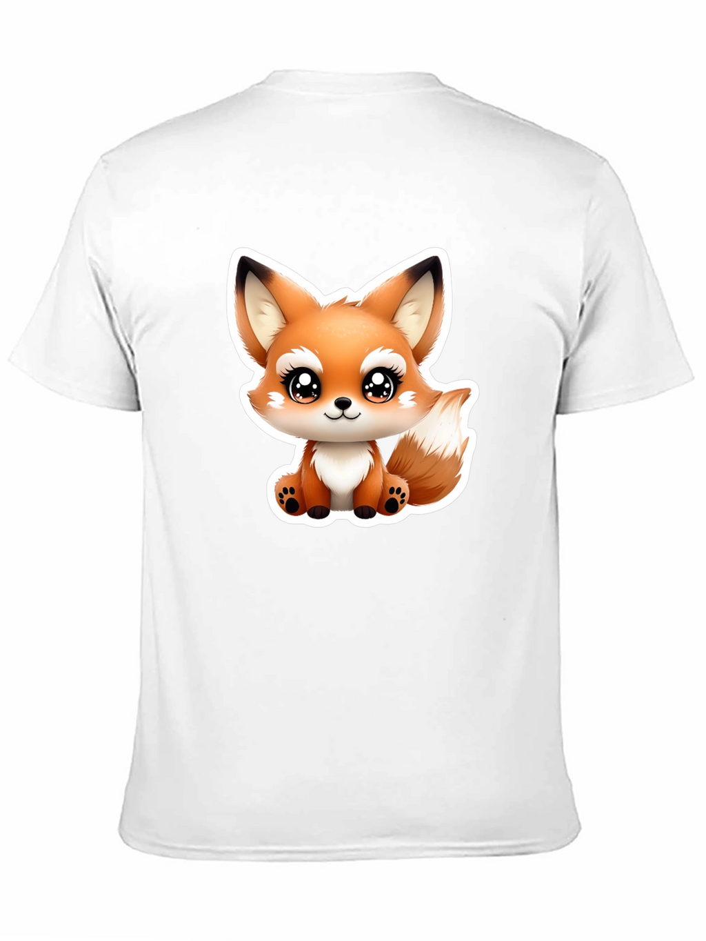 Cute Cartoon Fox Graphic Tee - Black Cotton T-Shirt
