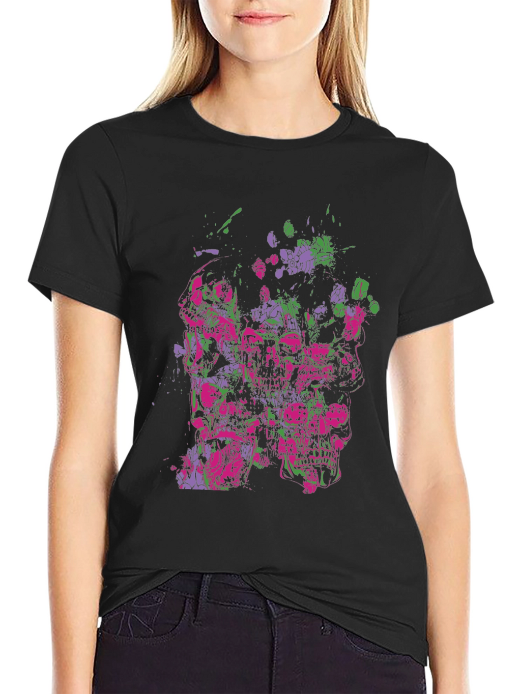 Edgy Skull Graphic Black T-Shirt