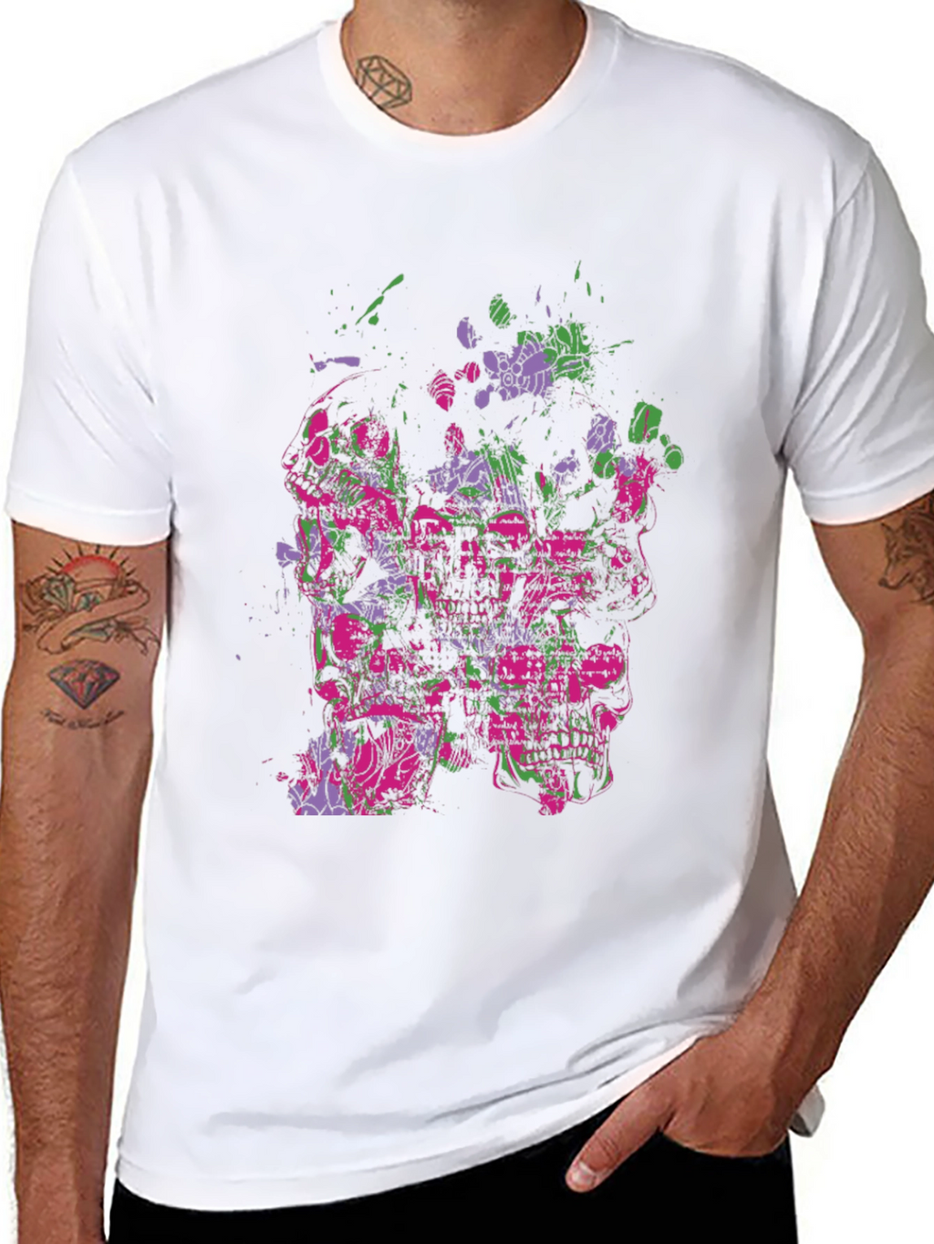 Edgy Skull Graphic Black T-Shirt