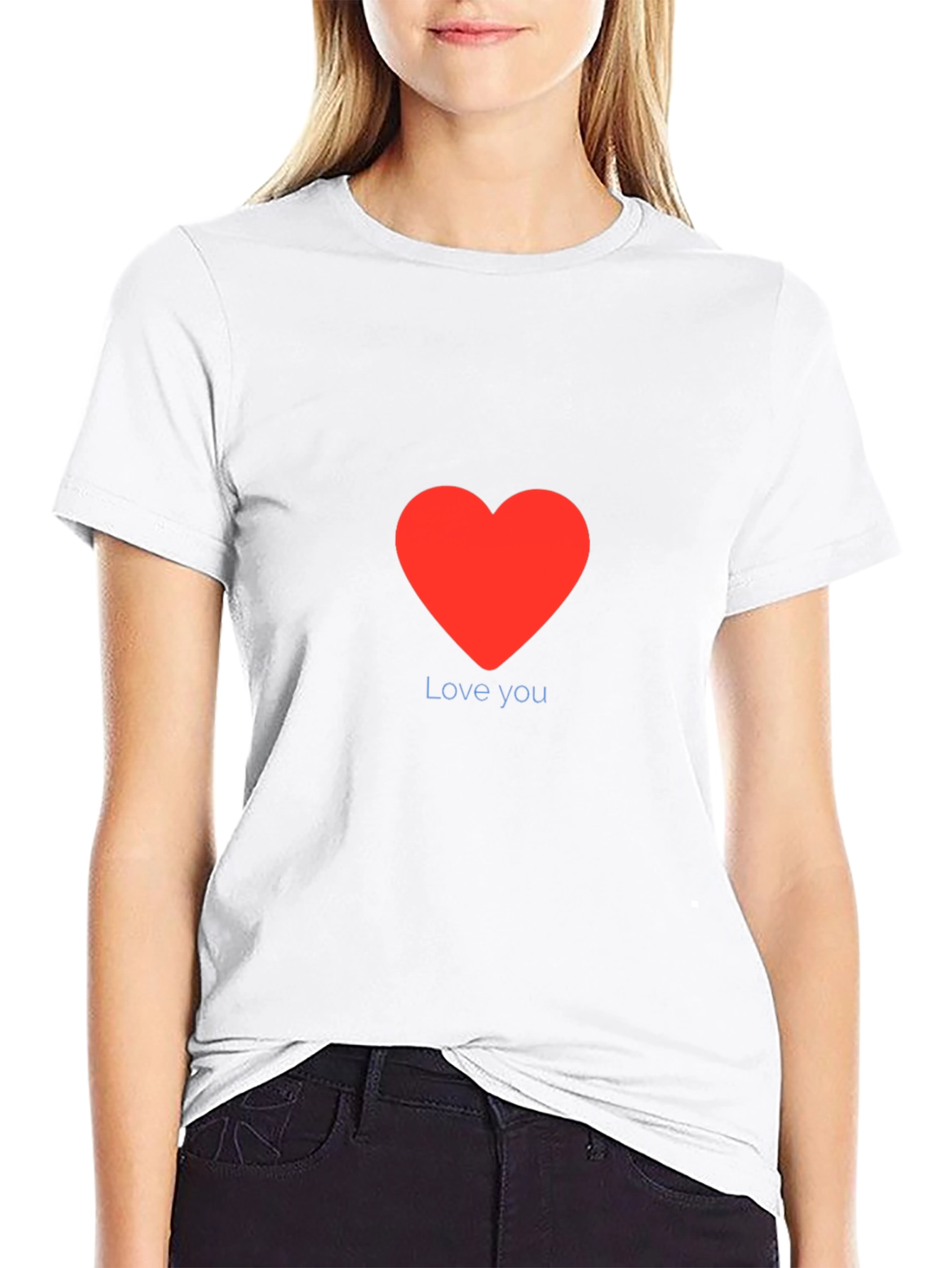 Love You Red Heart Graphic Tee