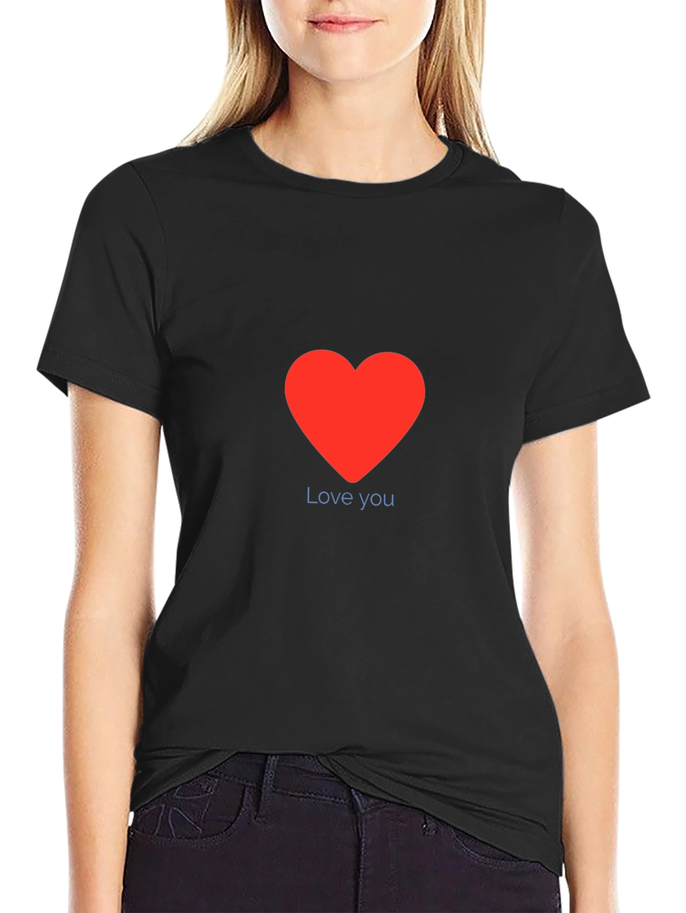 Love You Red Heart Graphic Tee