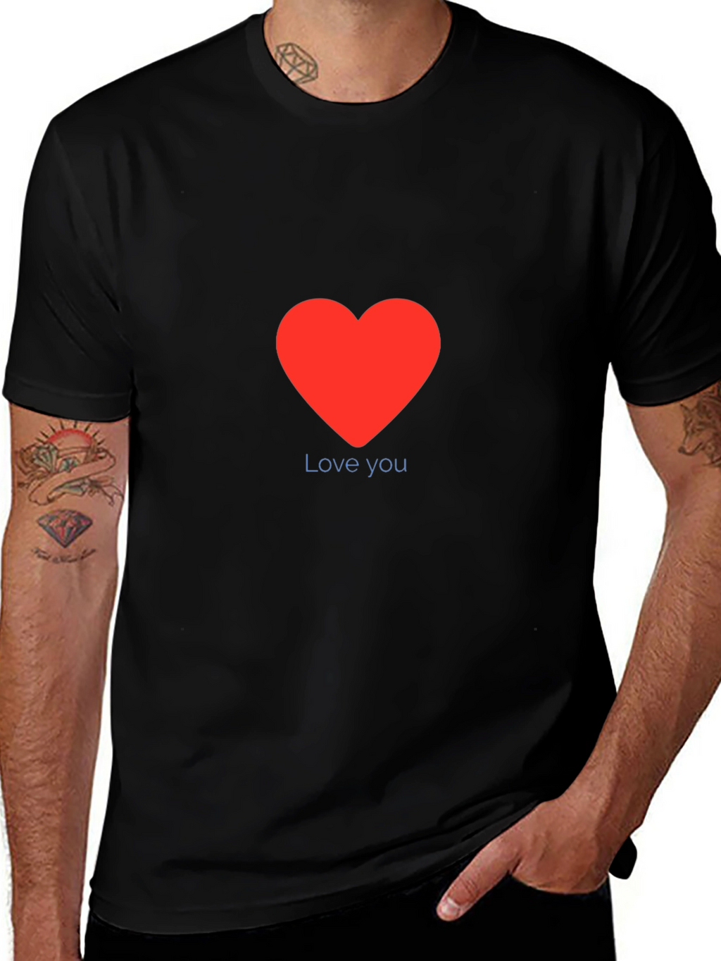 Love You Red Heart Graphic Tee