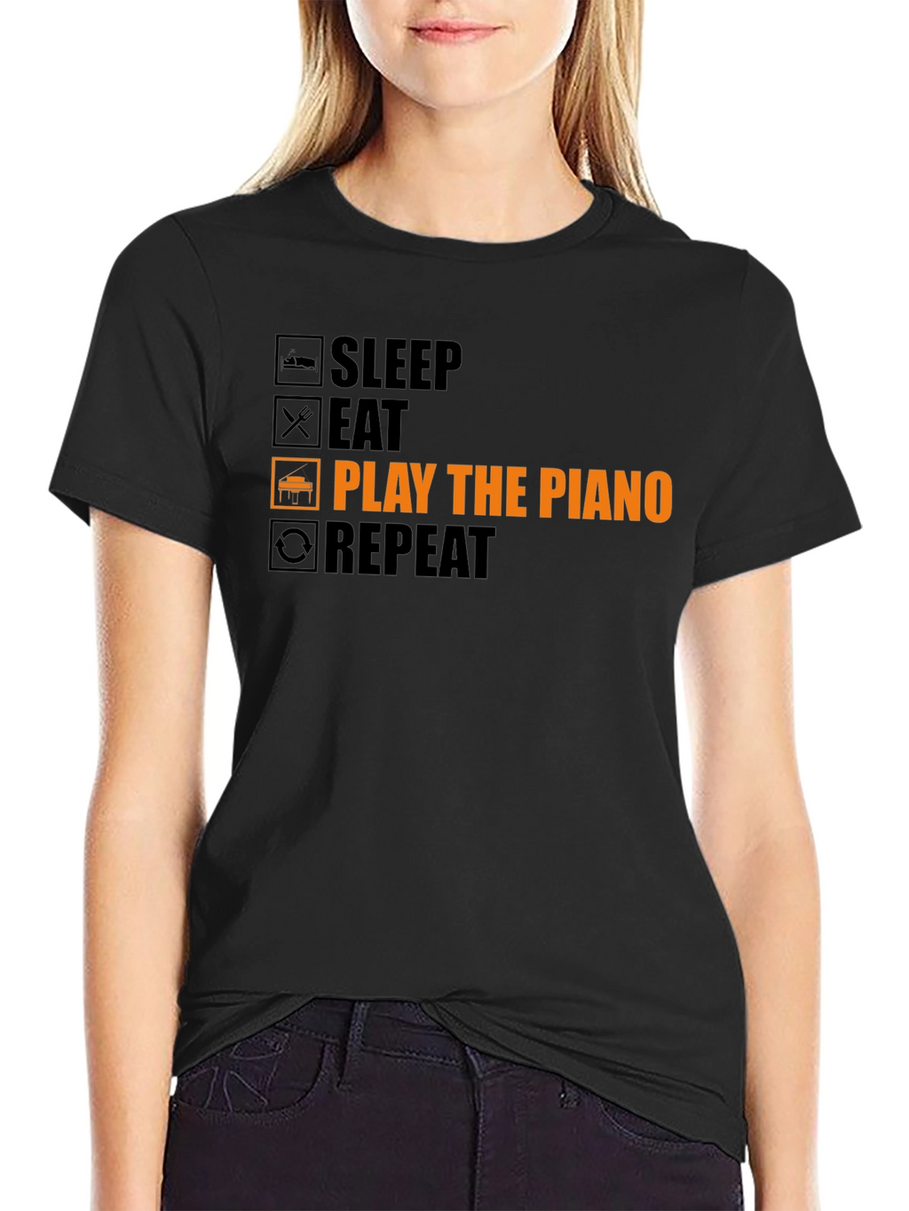 Piano Player T-Shirt: Sleep Eat Play Repeat!