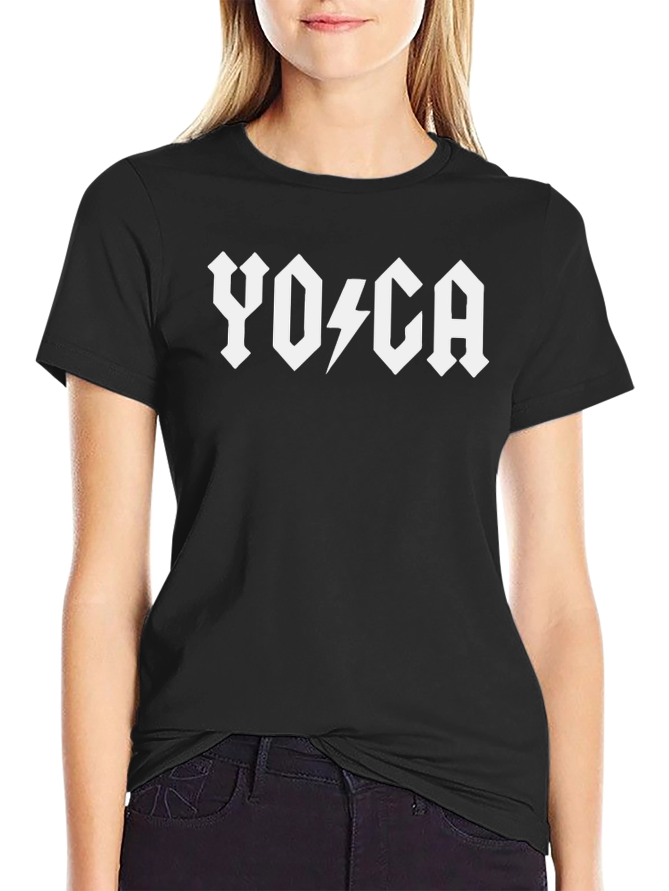 Yoga AC/DC Style Black T-Shirt
