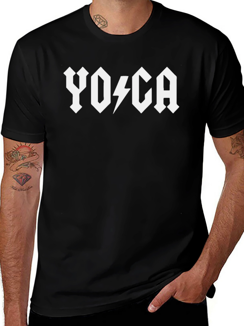 Yoga AC/DC Style Black T-Shirt