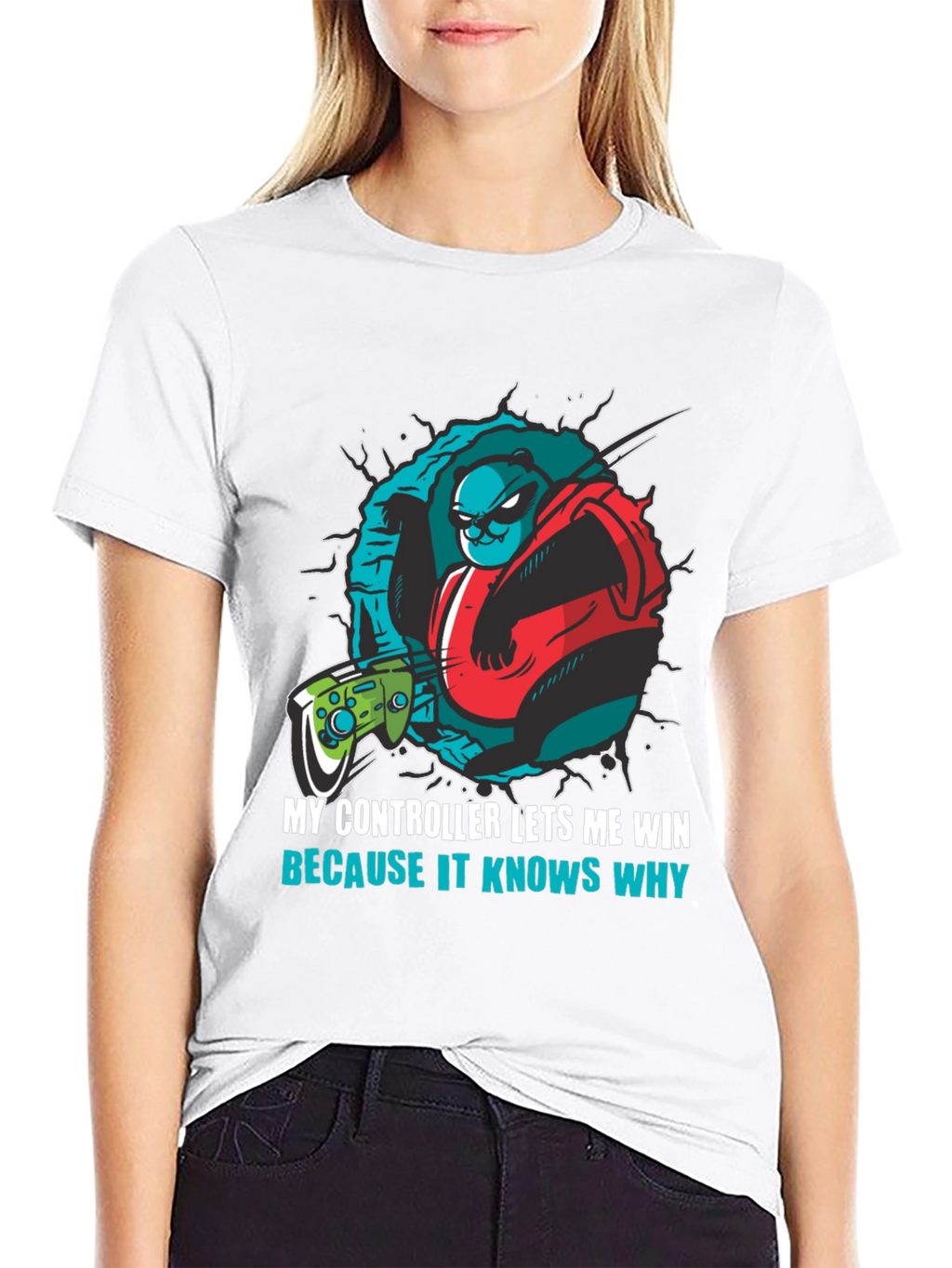 Gamer Panda T-Shirt - My Controller Lets Me Win