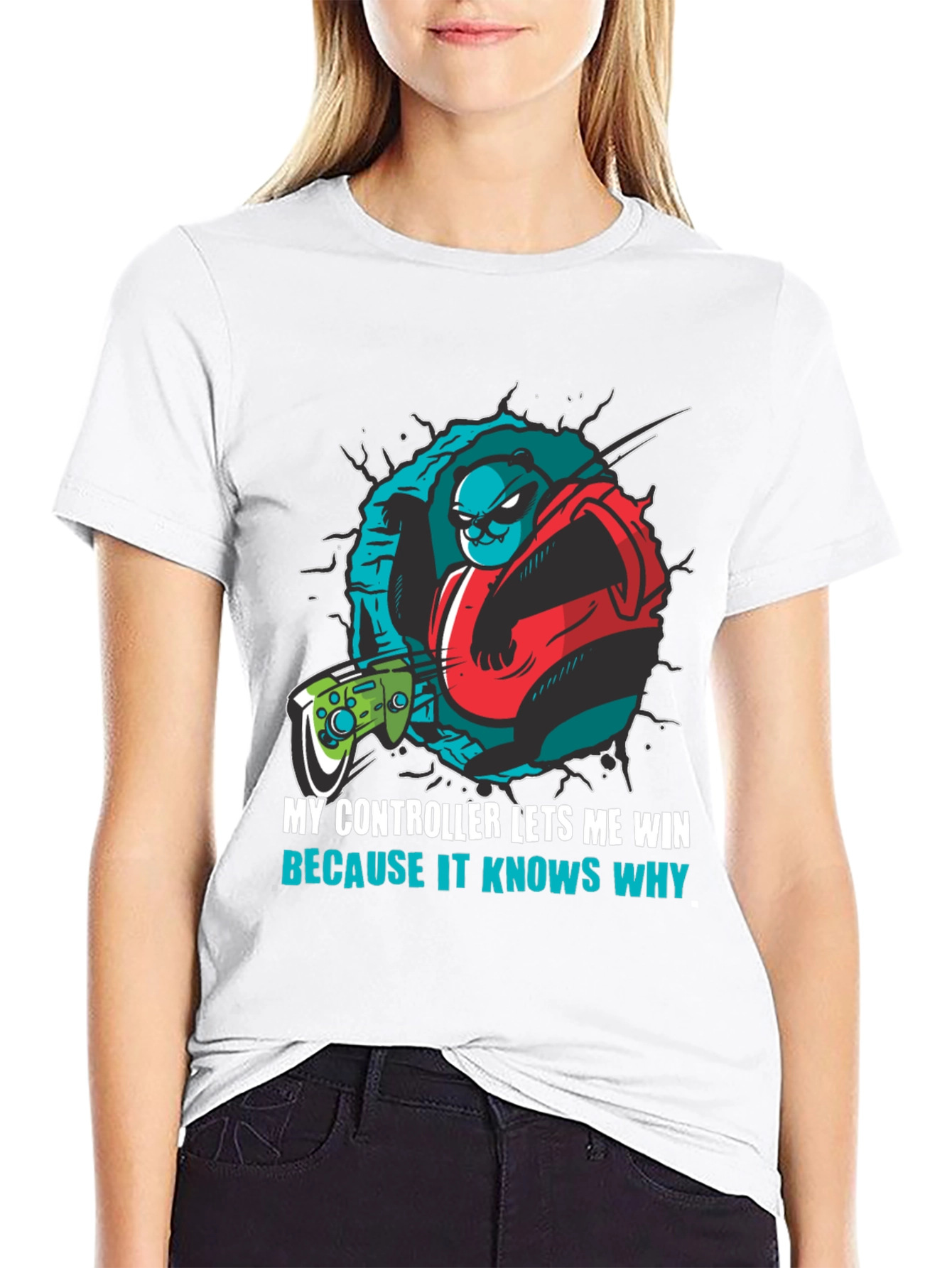 Gamer Panda T-Shirt - My Controller Lets Me Win