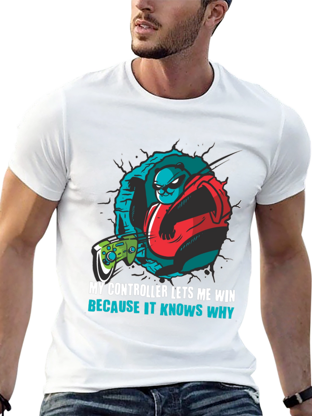 Gamer Panda T-Shirt - My Controller Lets Me Win