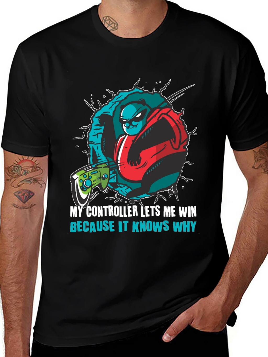 Gamer Panda T-Shirt - My Controller Lets Me Win