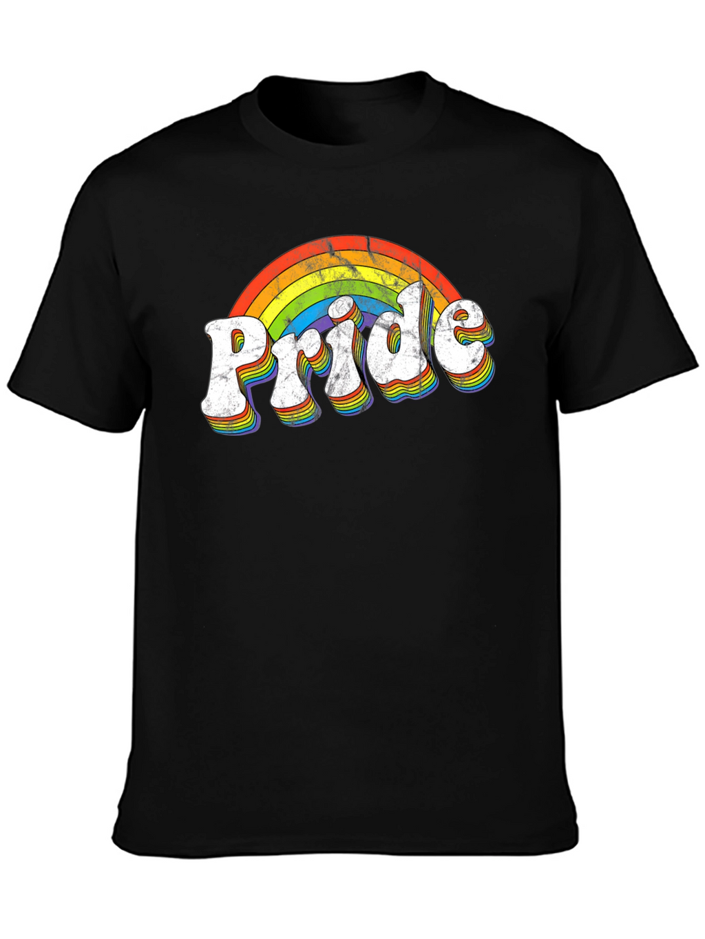 Retro Pride Rainbow T-Shirt - Black