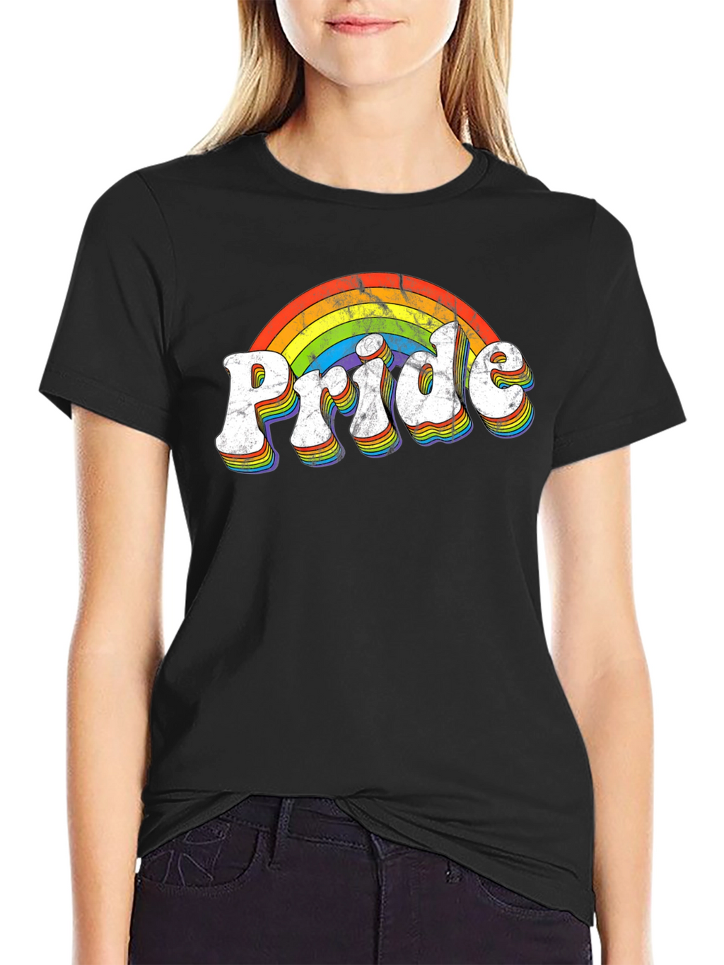 Retro Pride Rainbow T-Shirt - Black