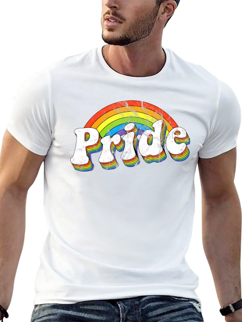 Retro Pride Rainbow T-Shirt - Black