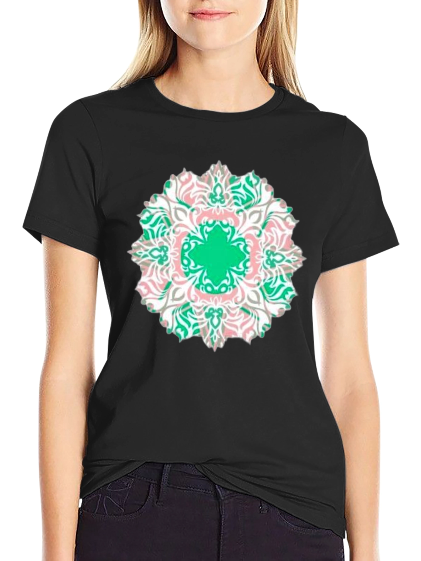 Mandala Print Black T-Shirt - Casual Style