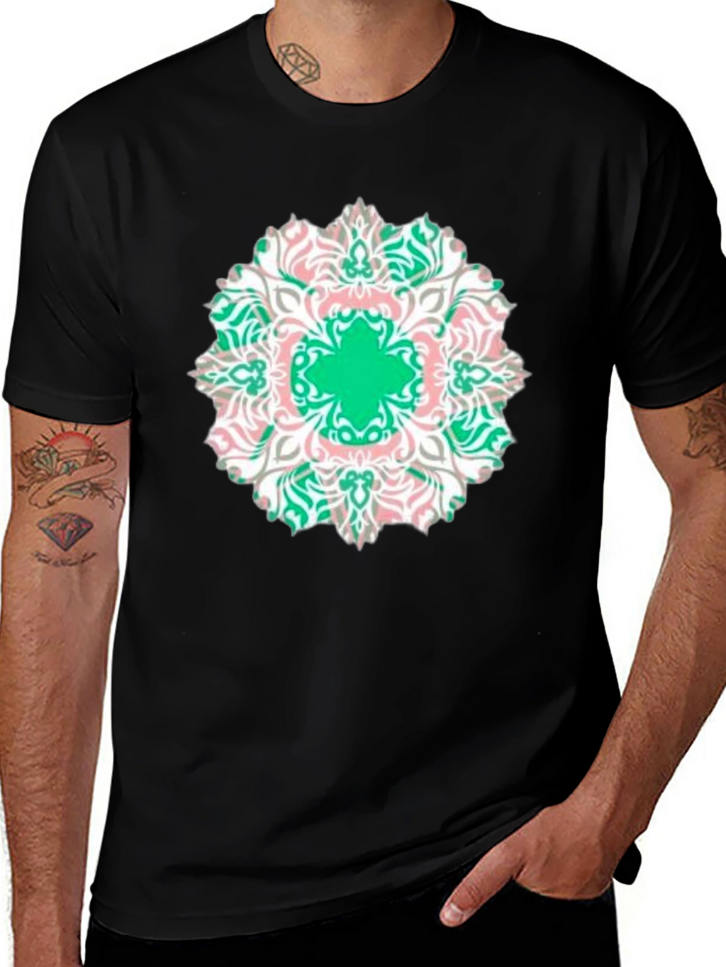 Mandala Print Black T-Shirt - Casual Style