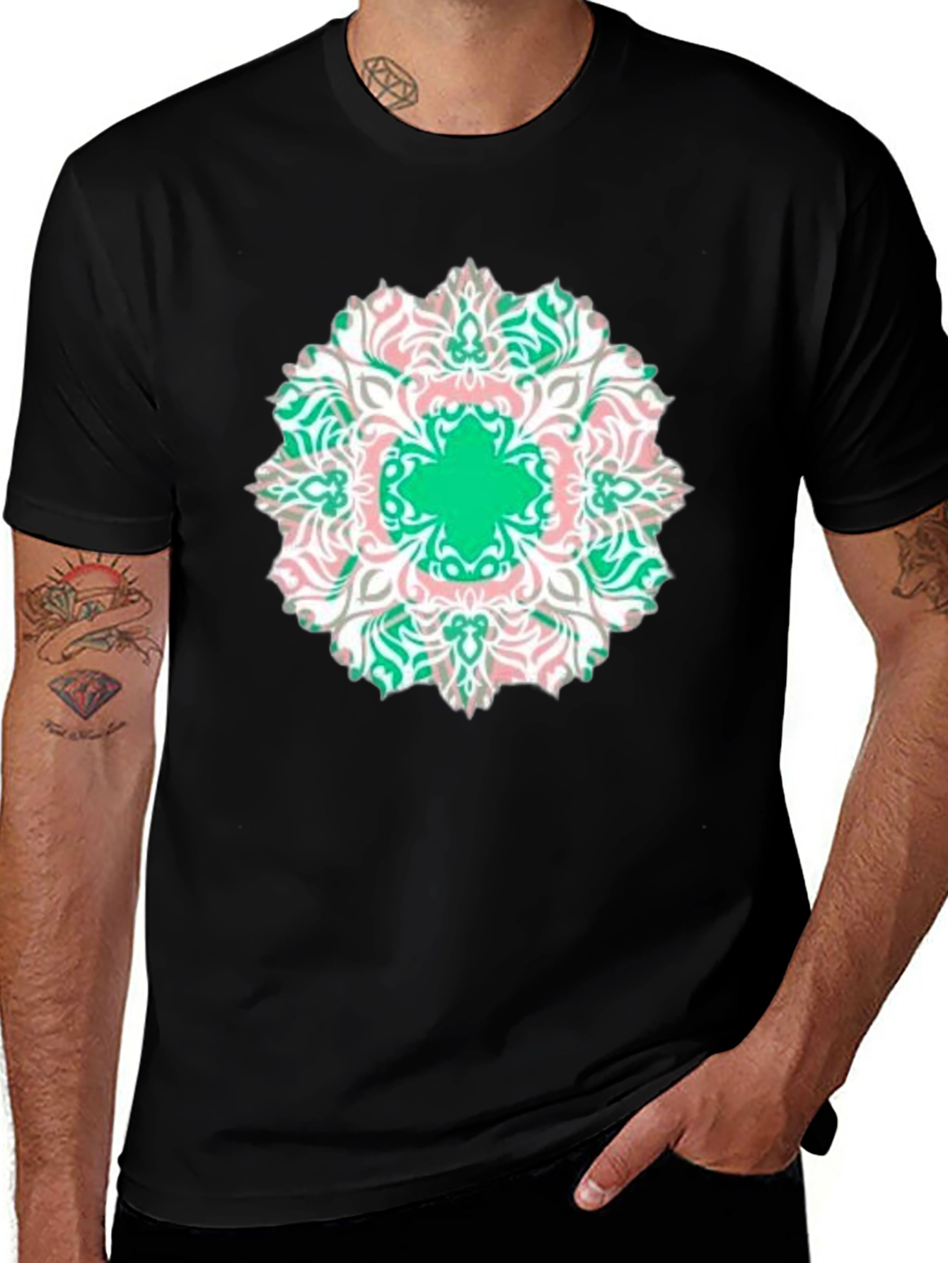 Mandala Print Black T-Shirt - Casual Style
