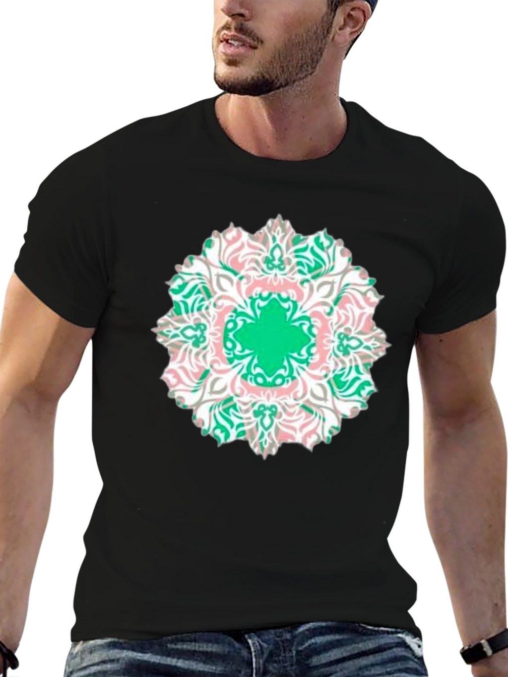 Mandala Print Black T-Shirt - Casual Style