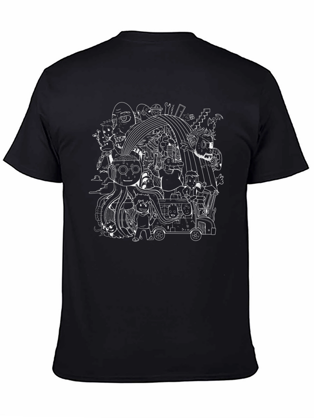 Abstract Doodle Black T-Shirt