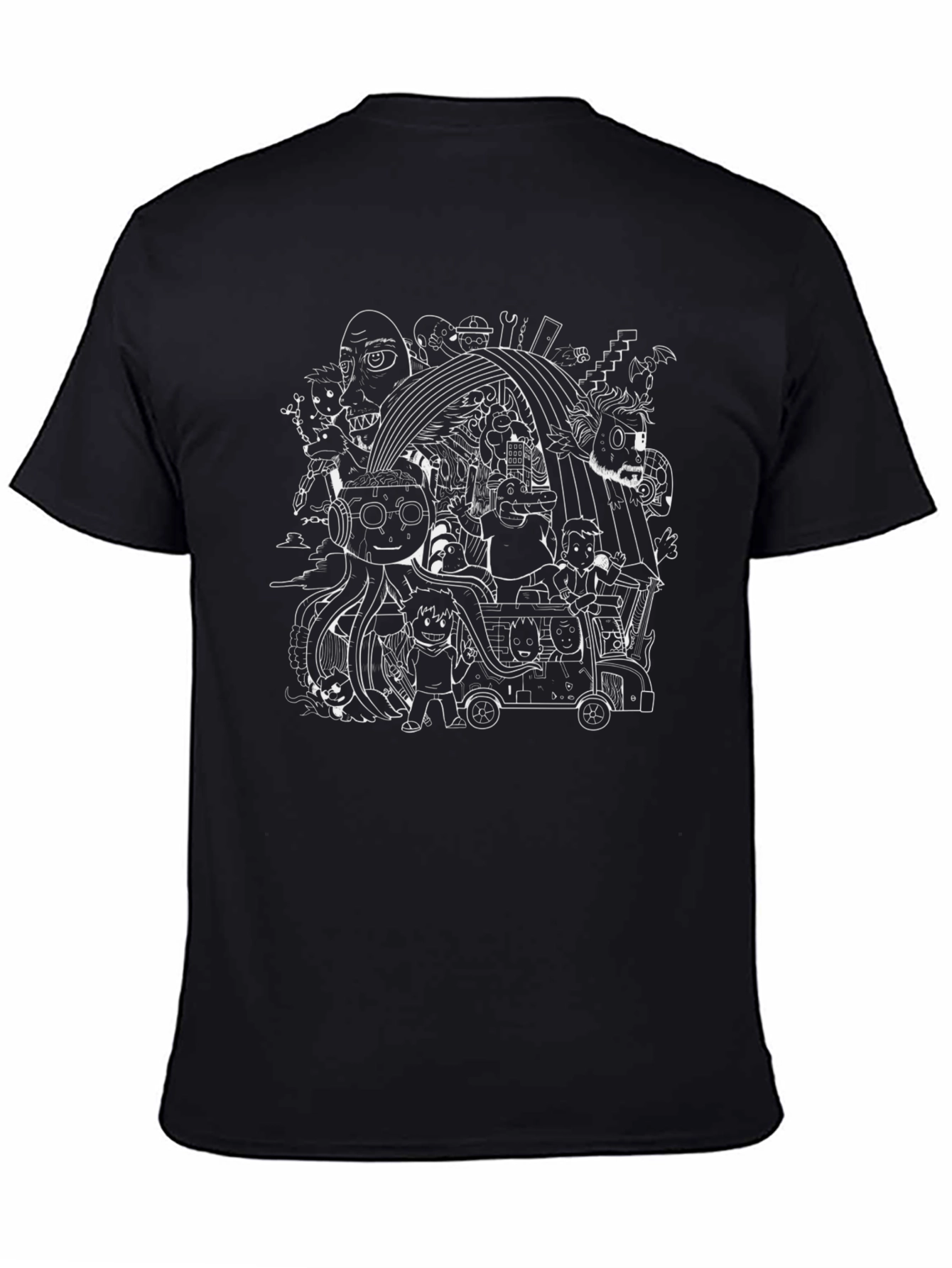 Abstract Doodle Black T-Shirt