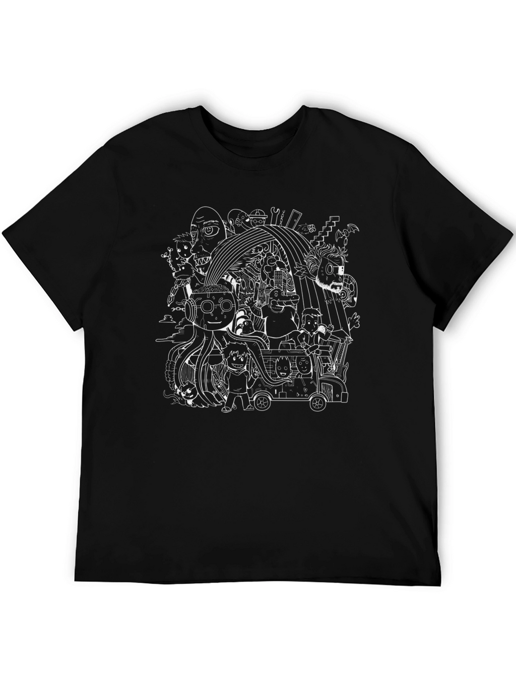 Abstract Doodle Black T-Shirt