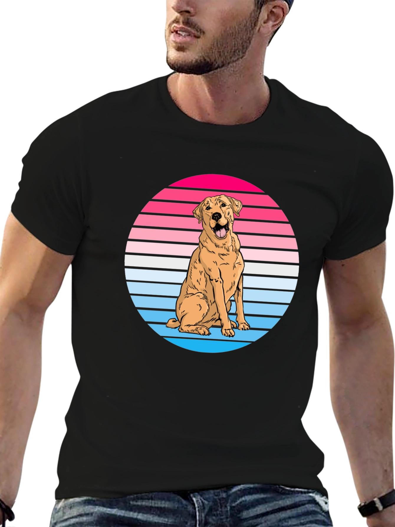 Retro Dog Graphic Tee - Labrador Lover Shirt
