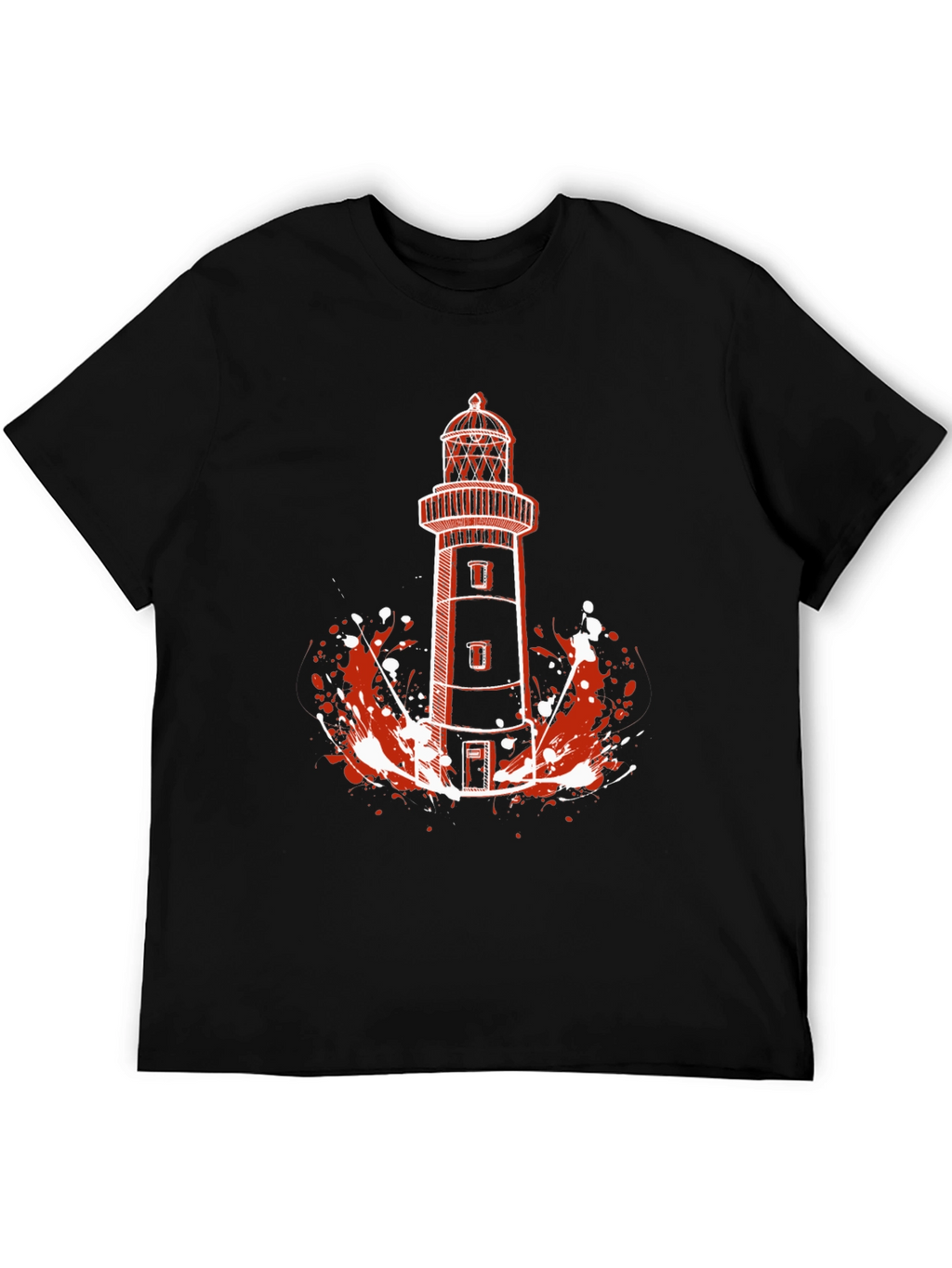 Lighthouse Graphic Tee - Black Cotton T-Shirt