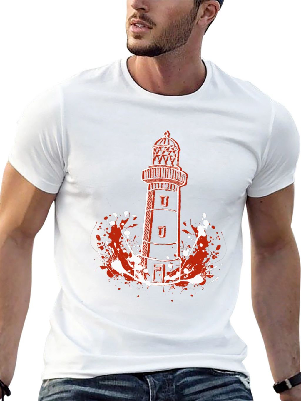 Lighthouse Graphic Tee - Black Cotton T-Shirt
