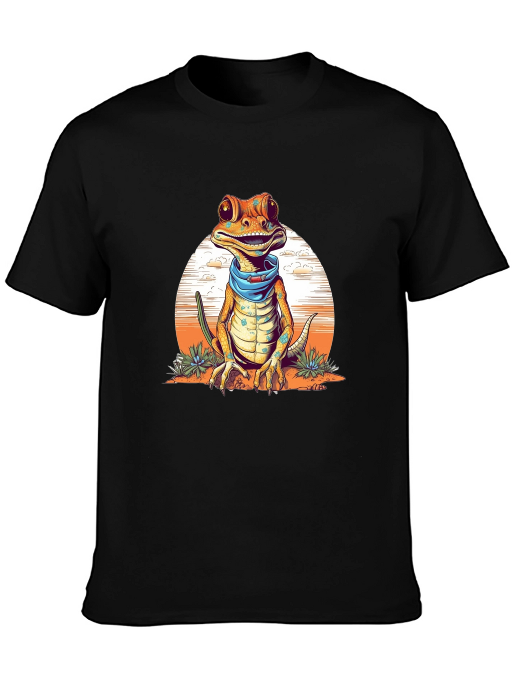 Gecko Bandana T-Shirt - Quirky Reptile Graphic Tee