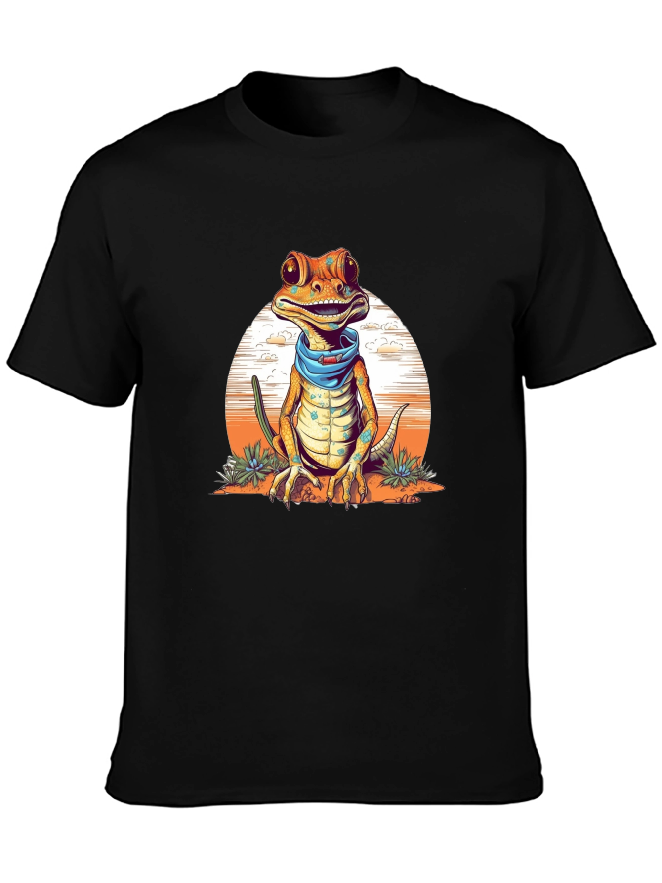 Gecko Bandana T-Shirt - Quirky Reptile Graphic Tee