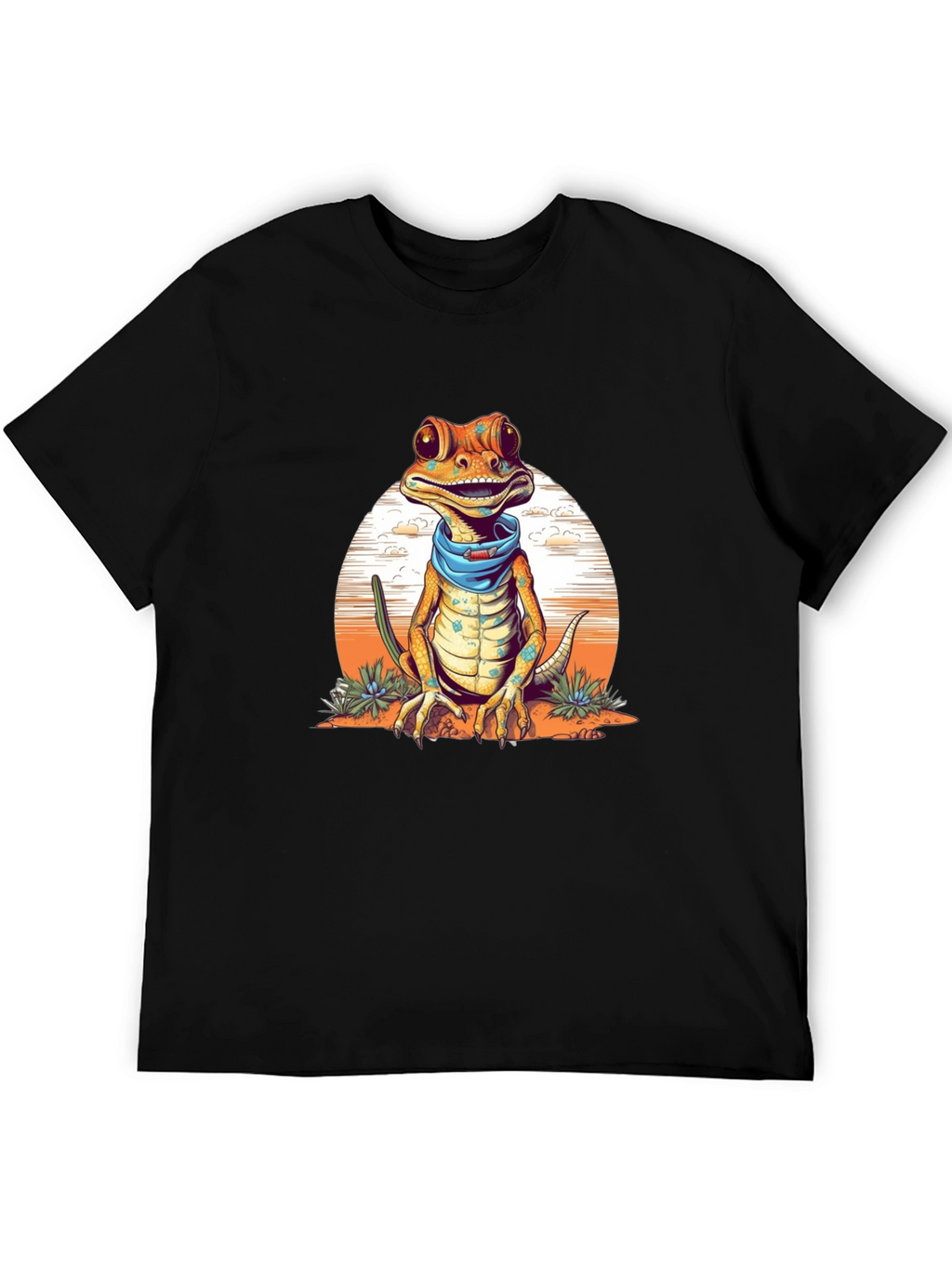 Gecko Bandana T-Shirt - Quirky Reptile Graphic Tee